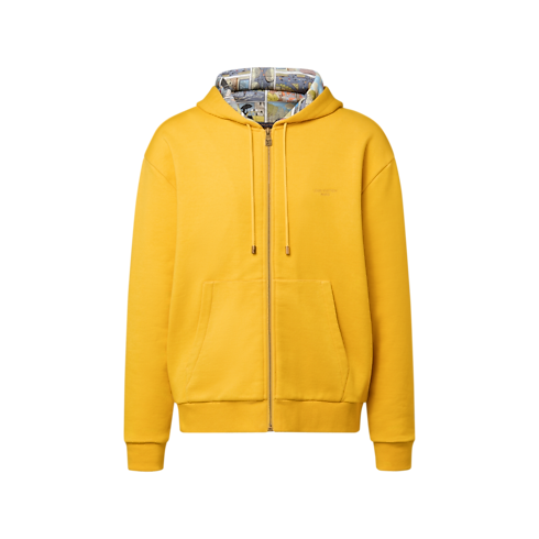 Printed Zipped Hoodie Front View