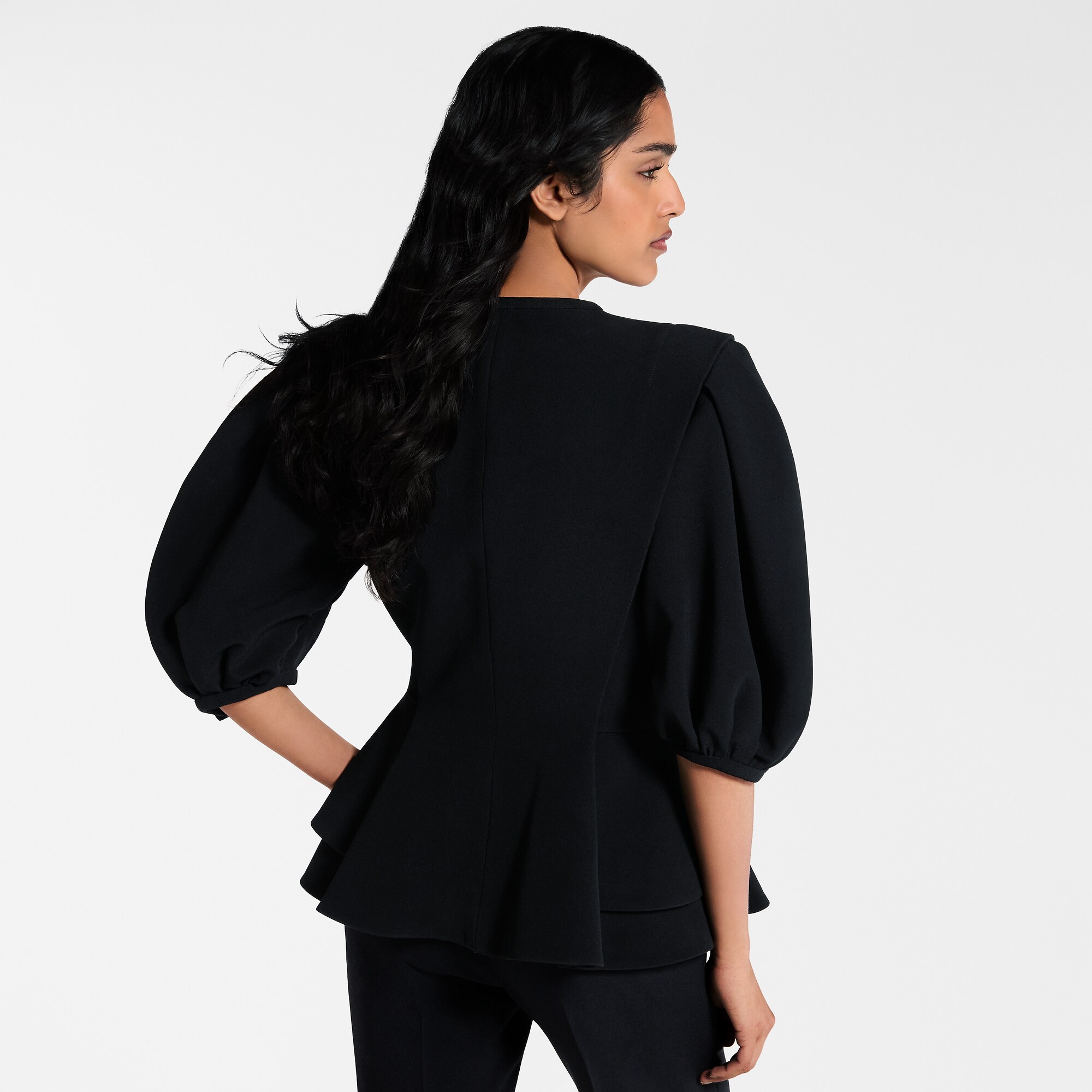 Puff-Sleeve Peplum Jacket