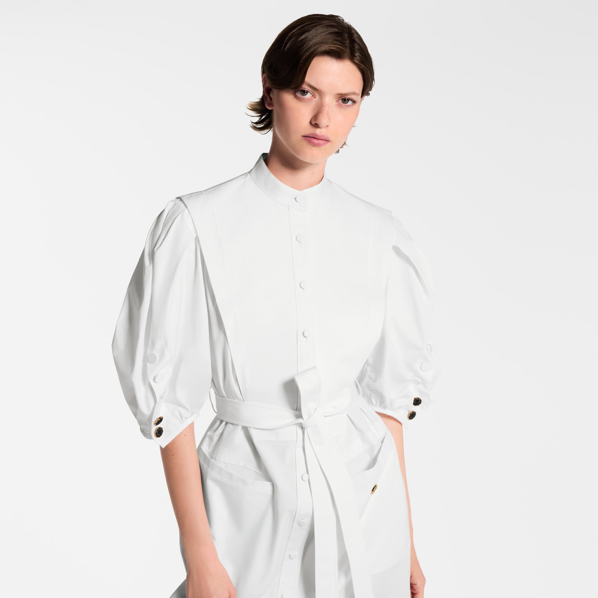  Ready-to-Wear Dresses Puff-Sleeve Shirt Dress | Louis Vuitton ® (Product zoom)
