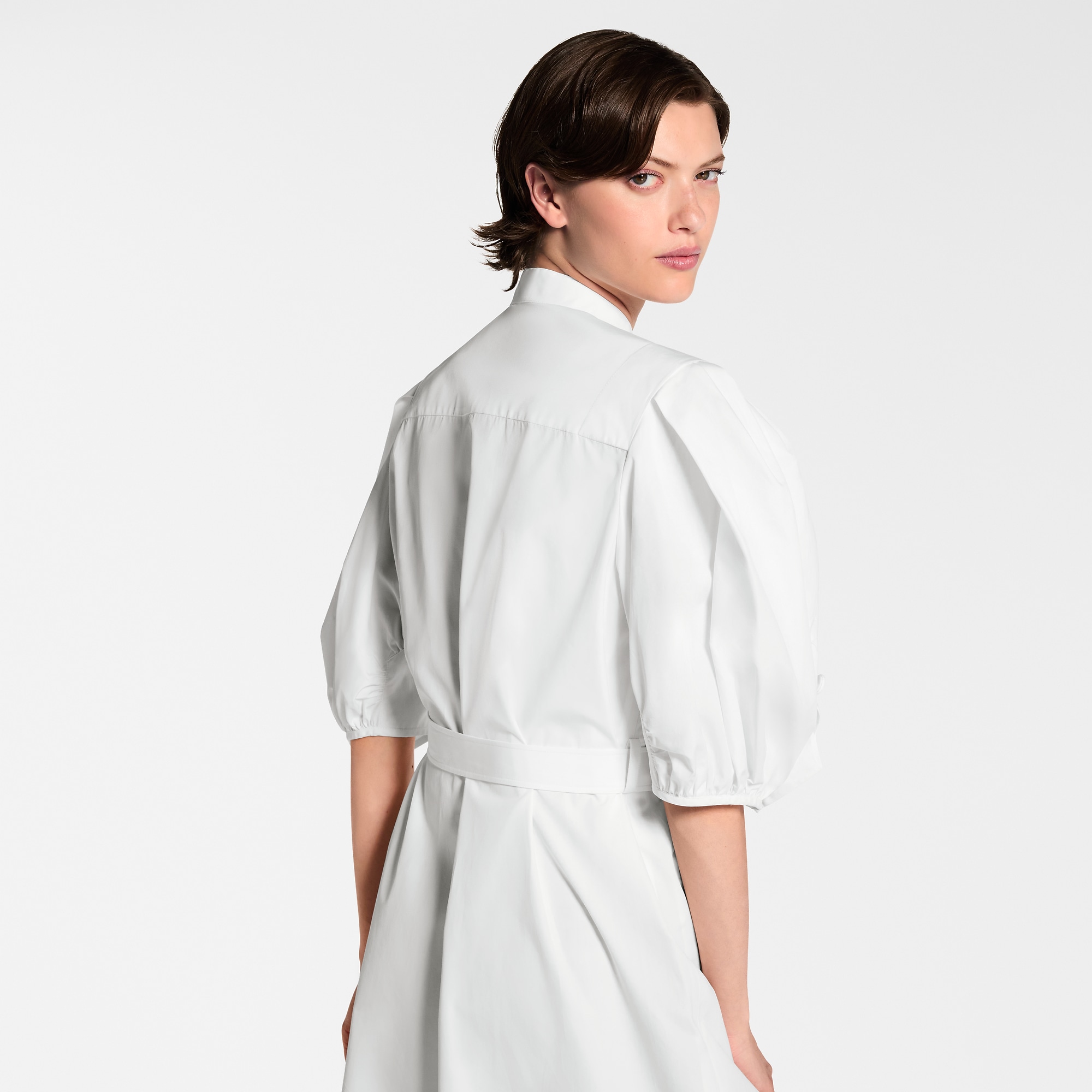 Puff-Sleeve Shirt Dress
