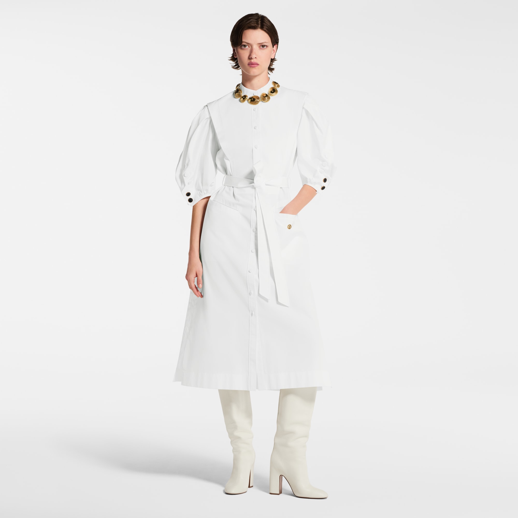  Ready-to-Wear Dresses Puff-Sleeve Shirt Dress | Louis Vuitton ® (Product zoom)