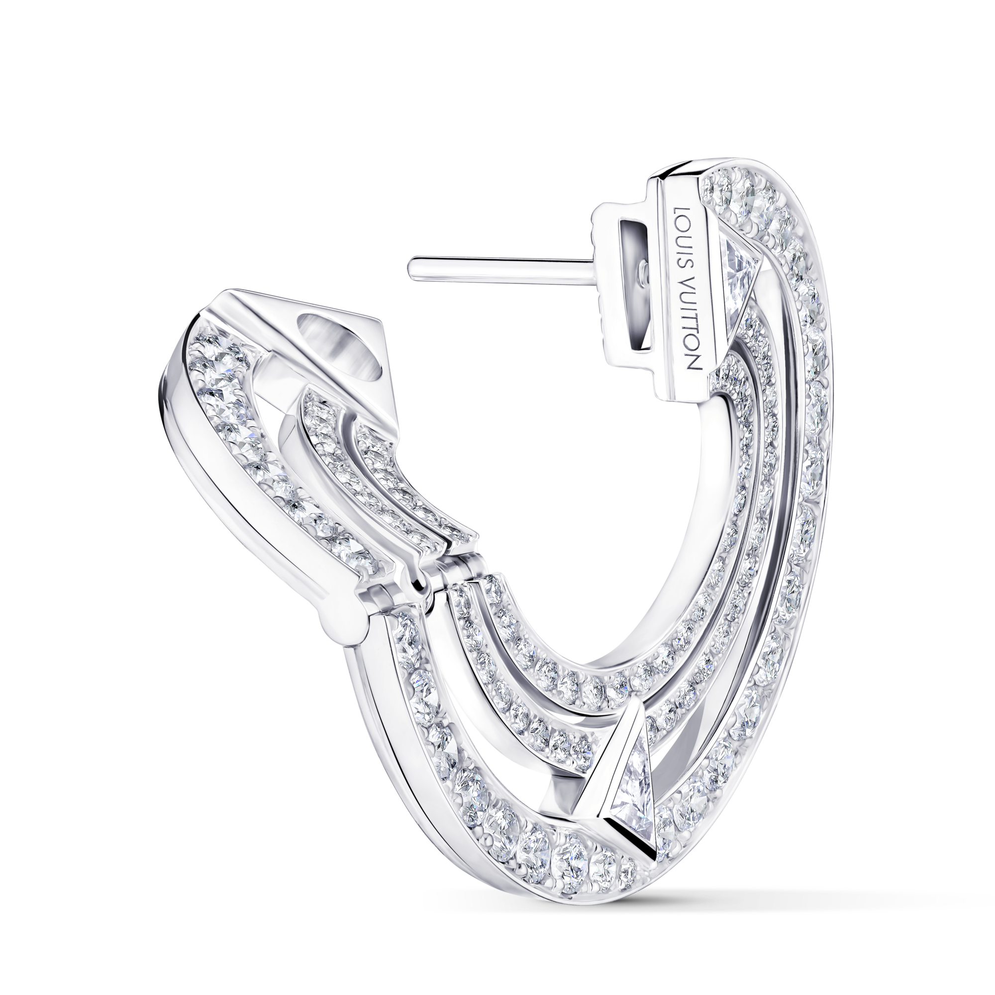  Jewelry Earrings Pure V Hoops, White Gold and Diamonds | Louis Vuitton ® (Product zoom)