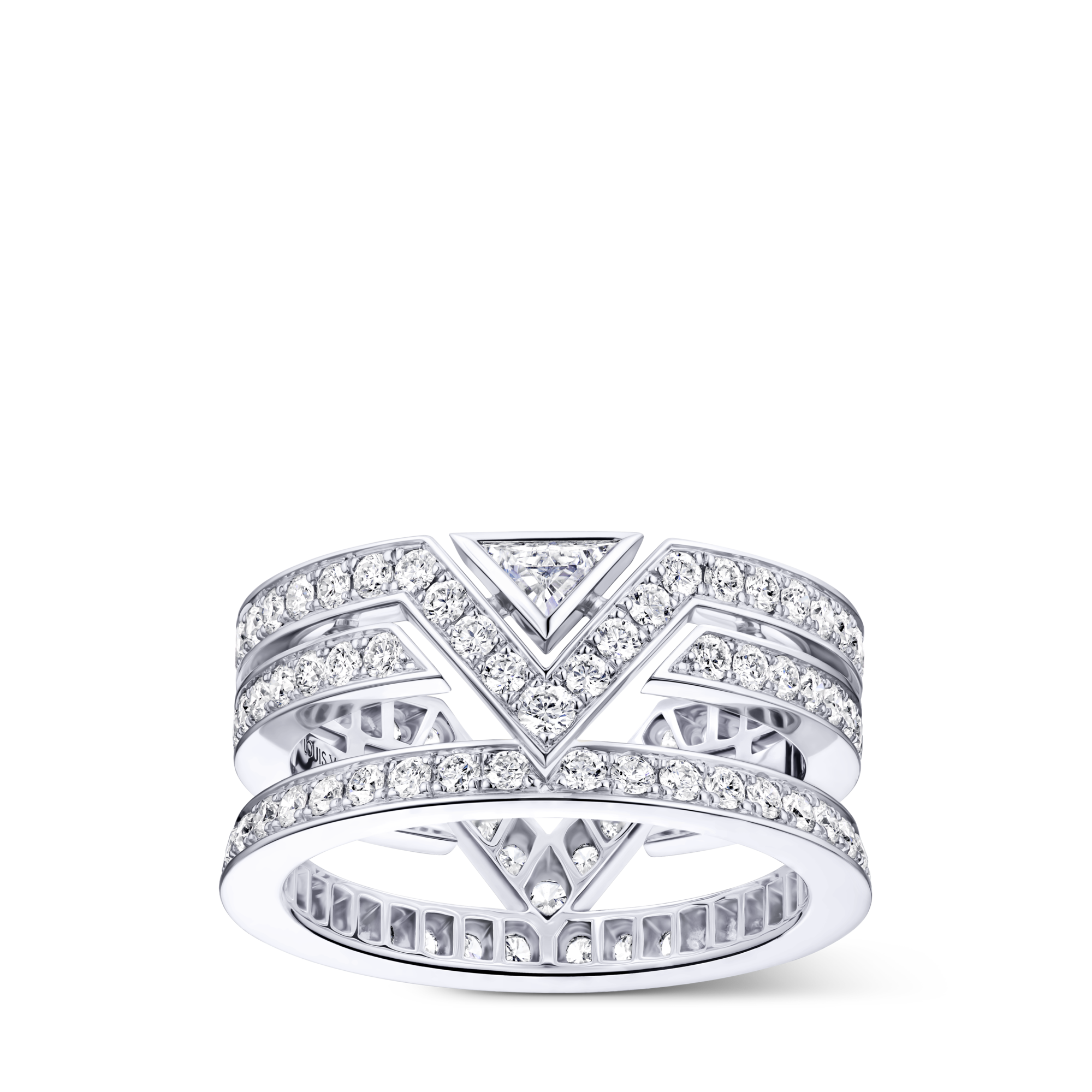  Jewelry Rings Pure V Ring, White Gold and Diamonds | Louis Vuitton ® (Product zoom)