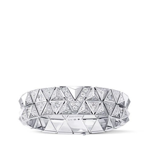 Categories Bracelets Pure V Two-Row Bracelet, White Gold and Diamonds | Louis Vuitton ® (Product zoom)