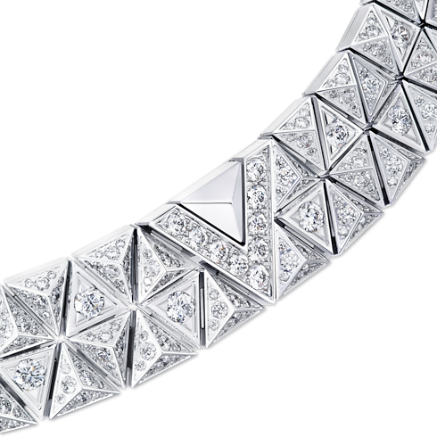 Categories Necklaces and Pendants Pure V Two-Row Necklace, White Gold and Diamonds | Louis Vuitton ® (Product zoom)