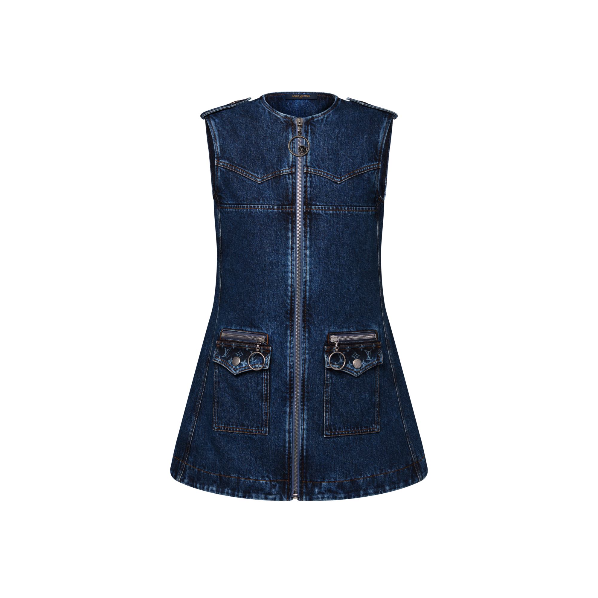  Ready-to-Wear Dresses Raw Denim Zip-Up Dress | Louis Vuitton ® (Product zoom)