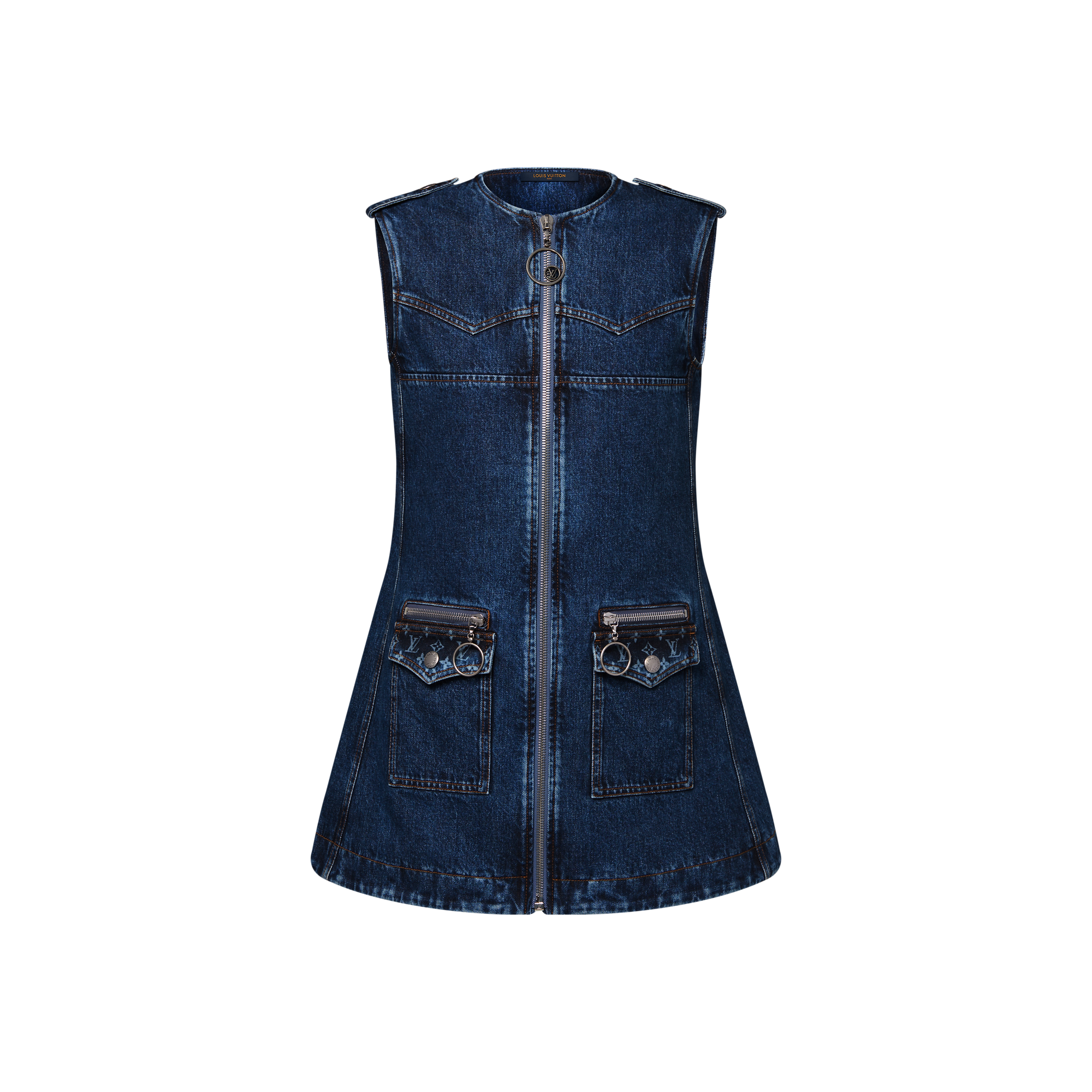 Raw Denim Zip-Up Dress