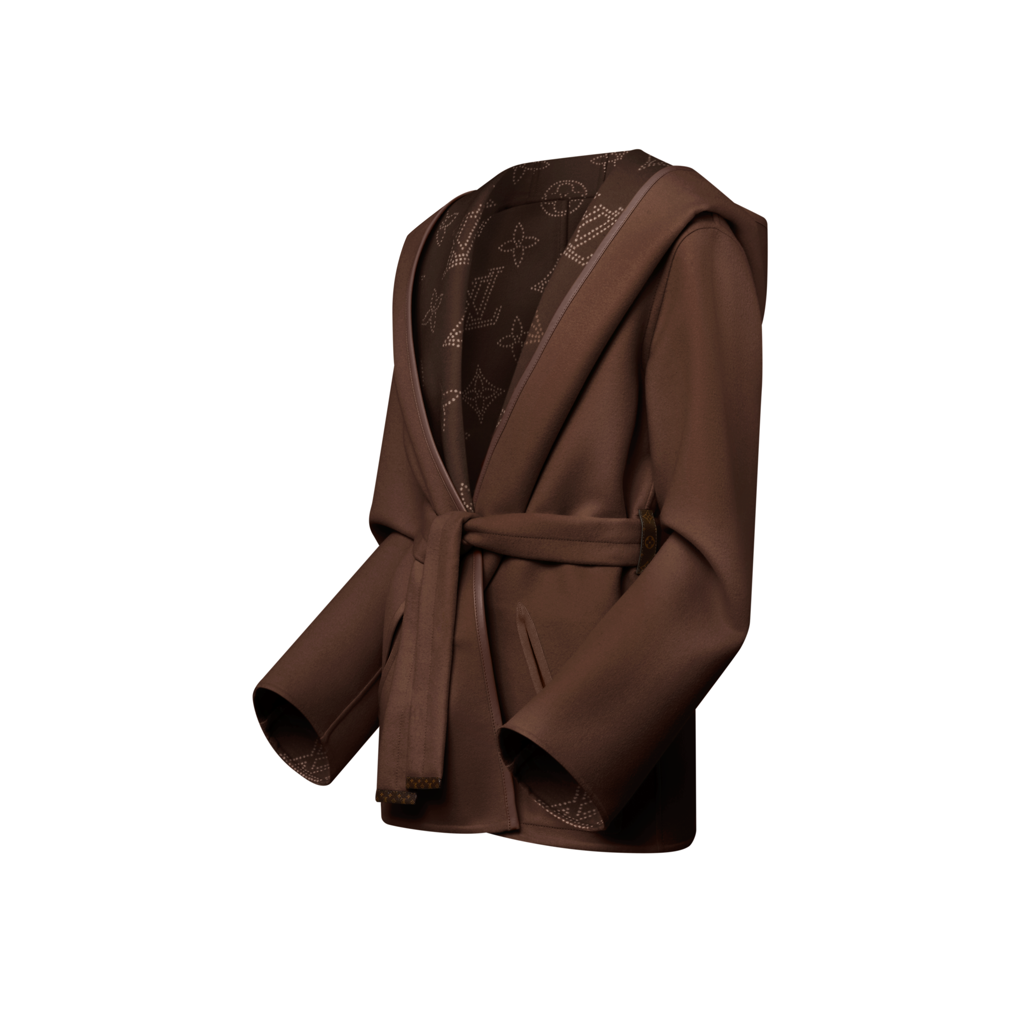 Reversible Short Hooded Wrap Coat