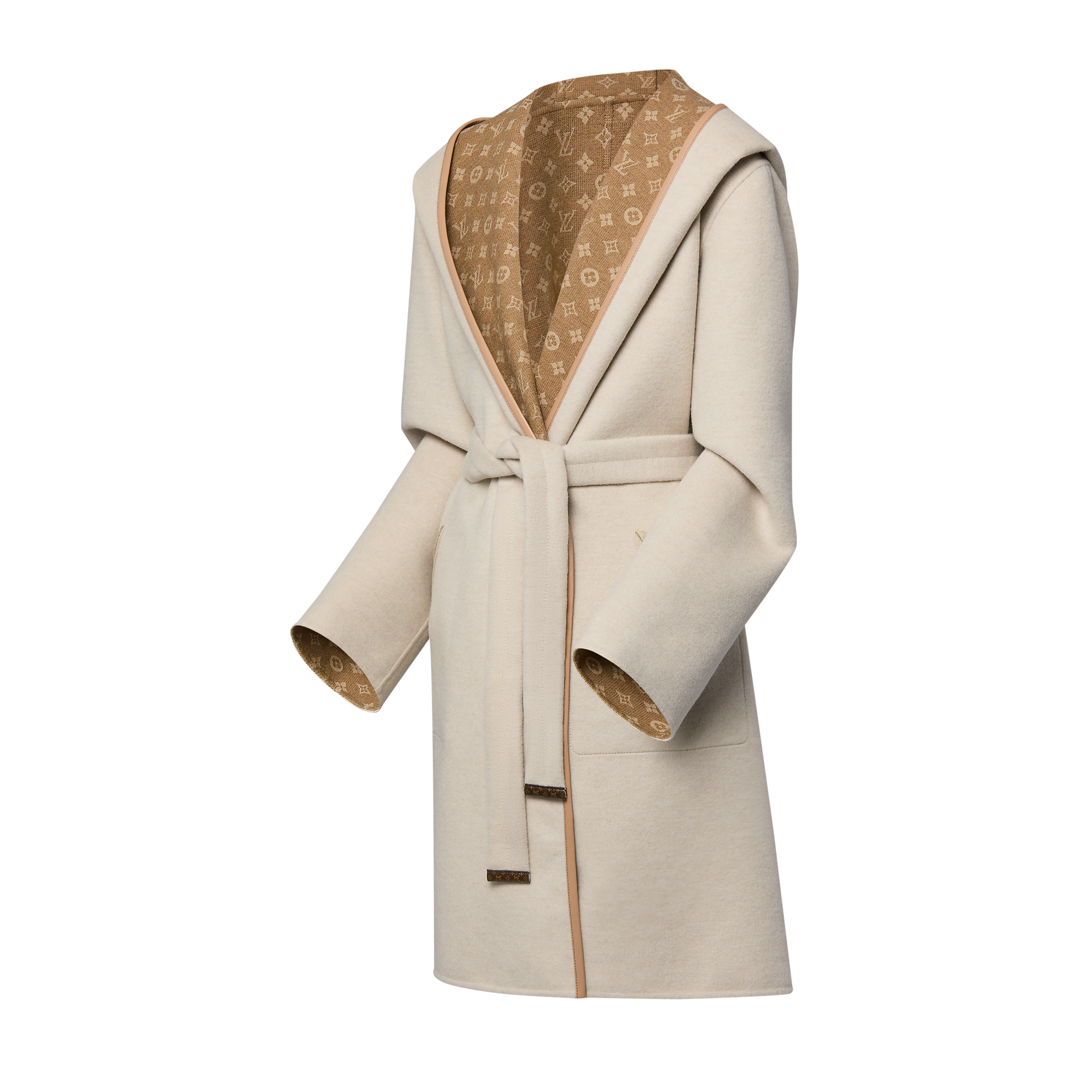 Reversible Signature Hooded Wrap Coat