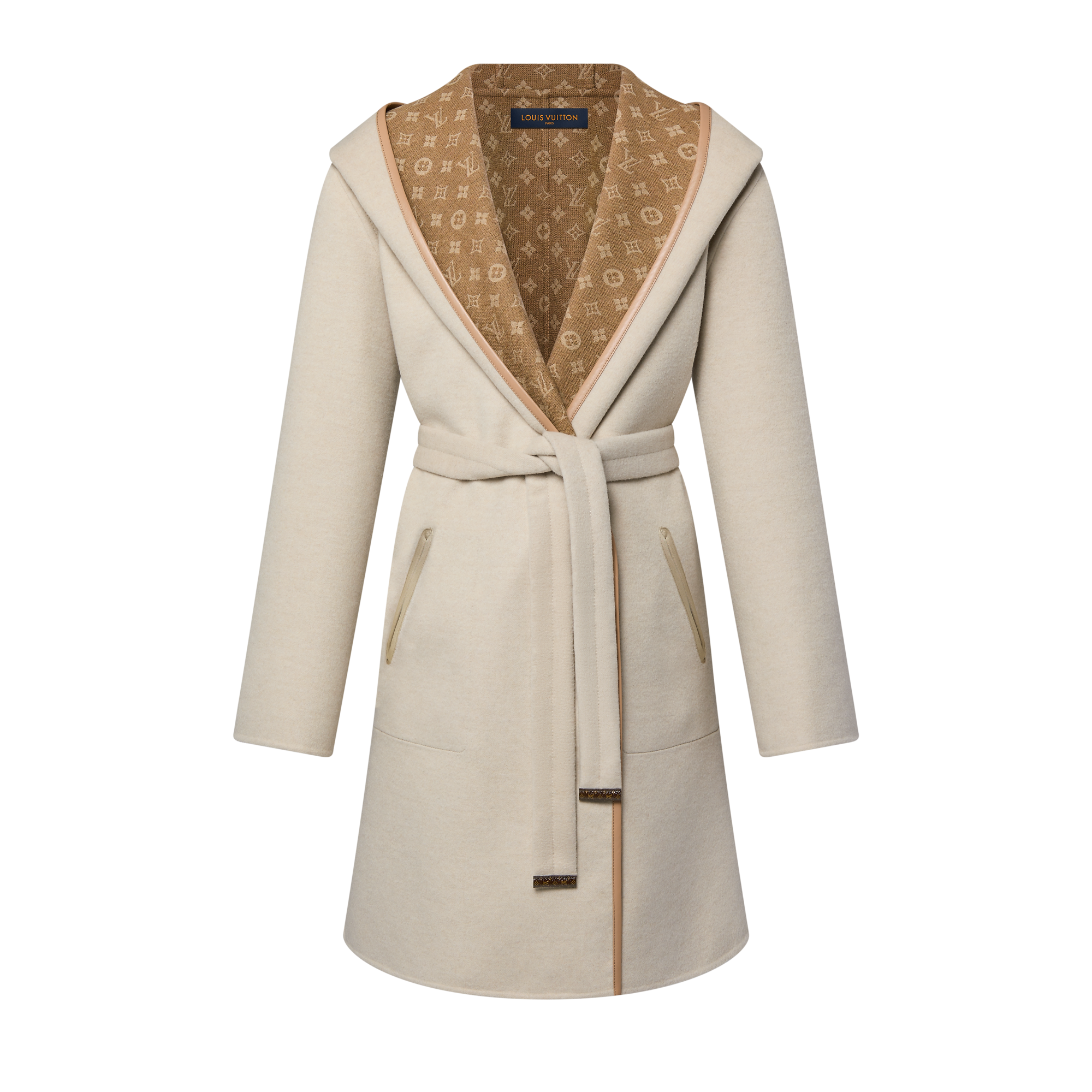 Reversible Signature Hooded Wrap Coat