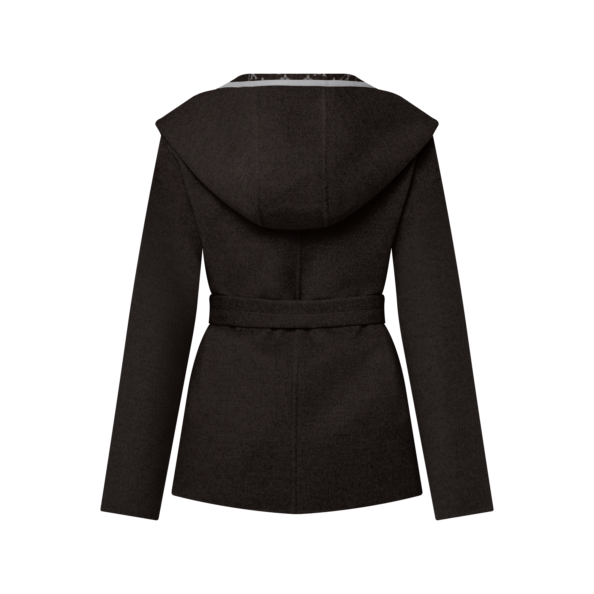 LOUIS VUITTON 34 シグネチャーショートフーデッドラップコート LOUIS 