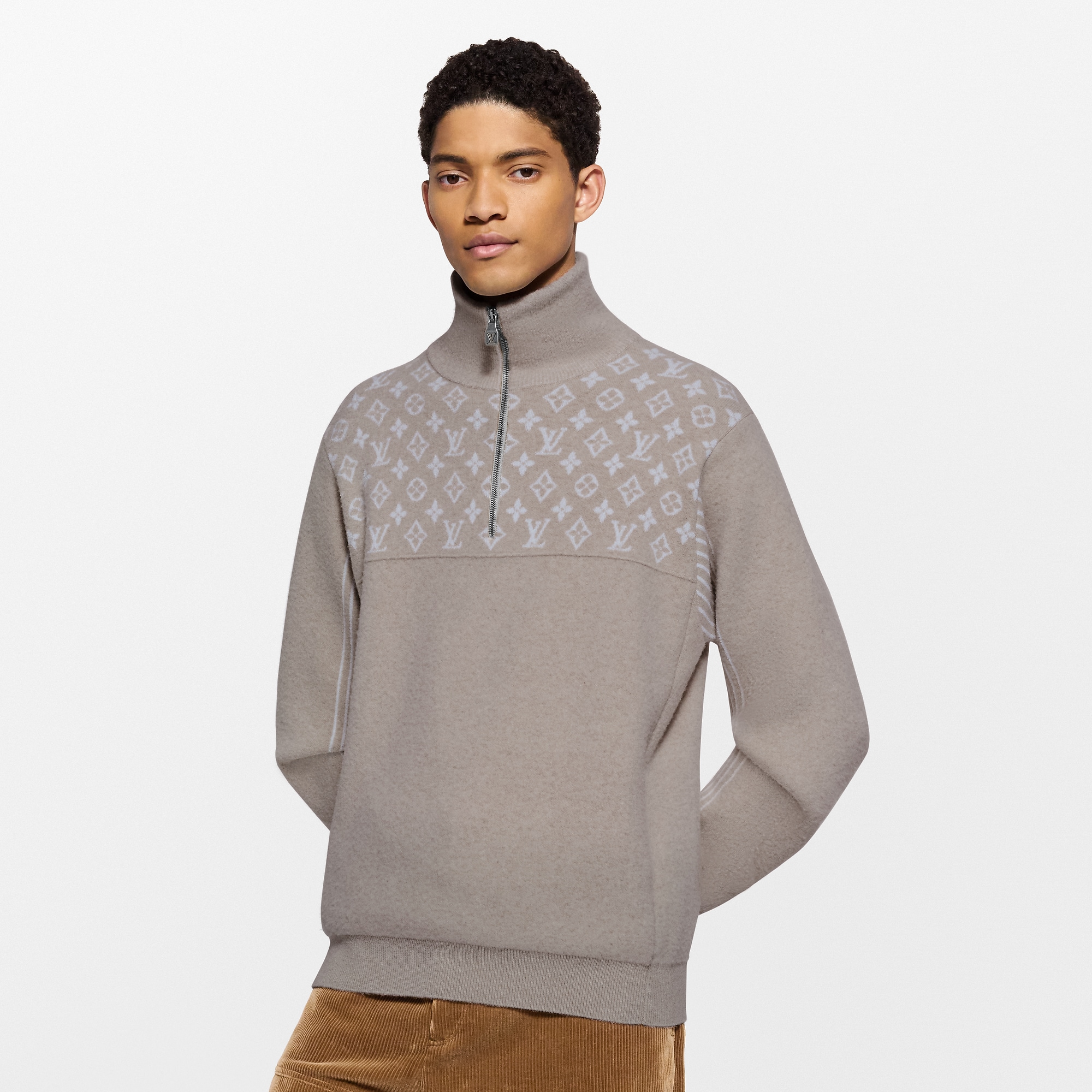 Ribbed Wool Half-Zip Pullover