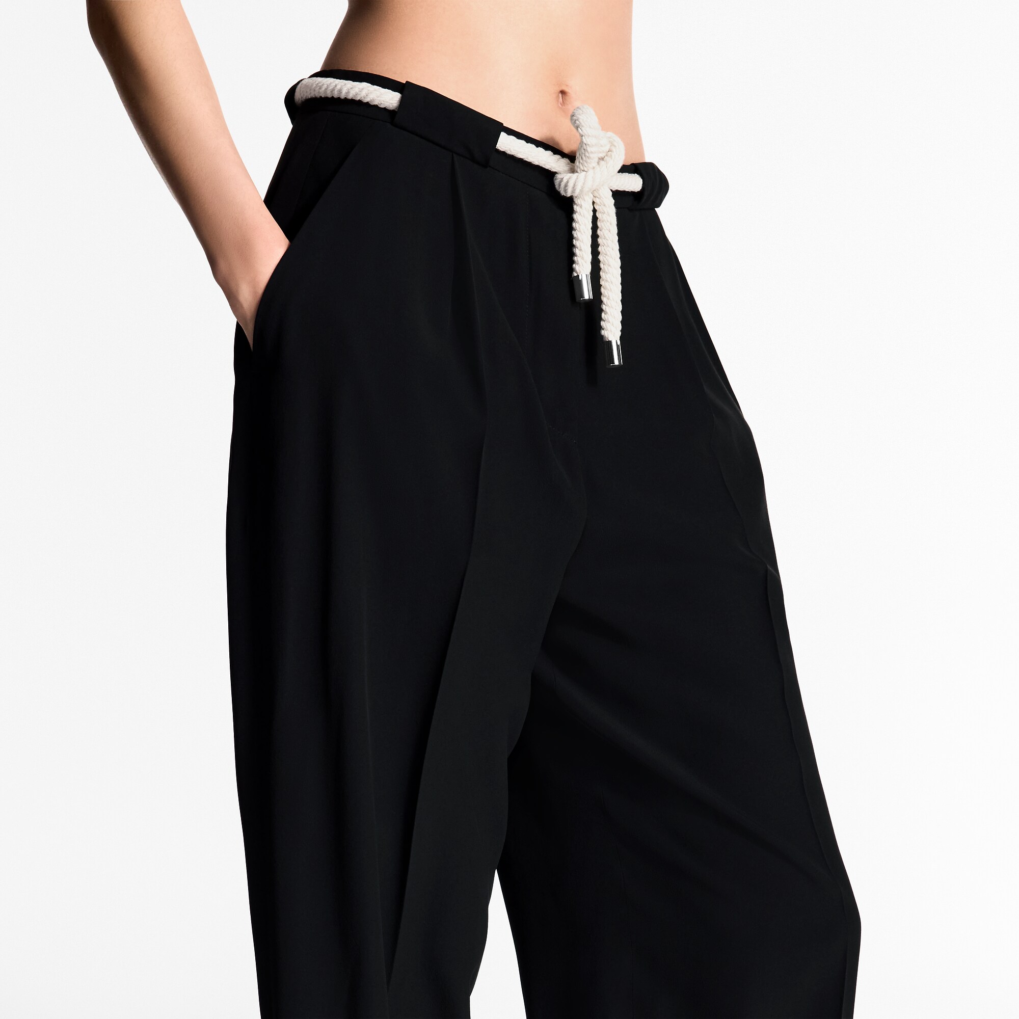 Rope Belt Tailored Pants