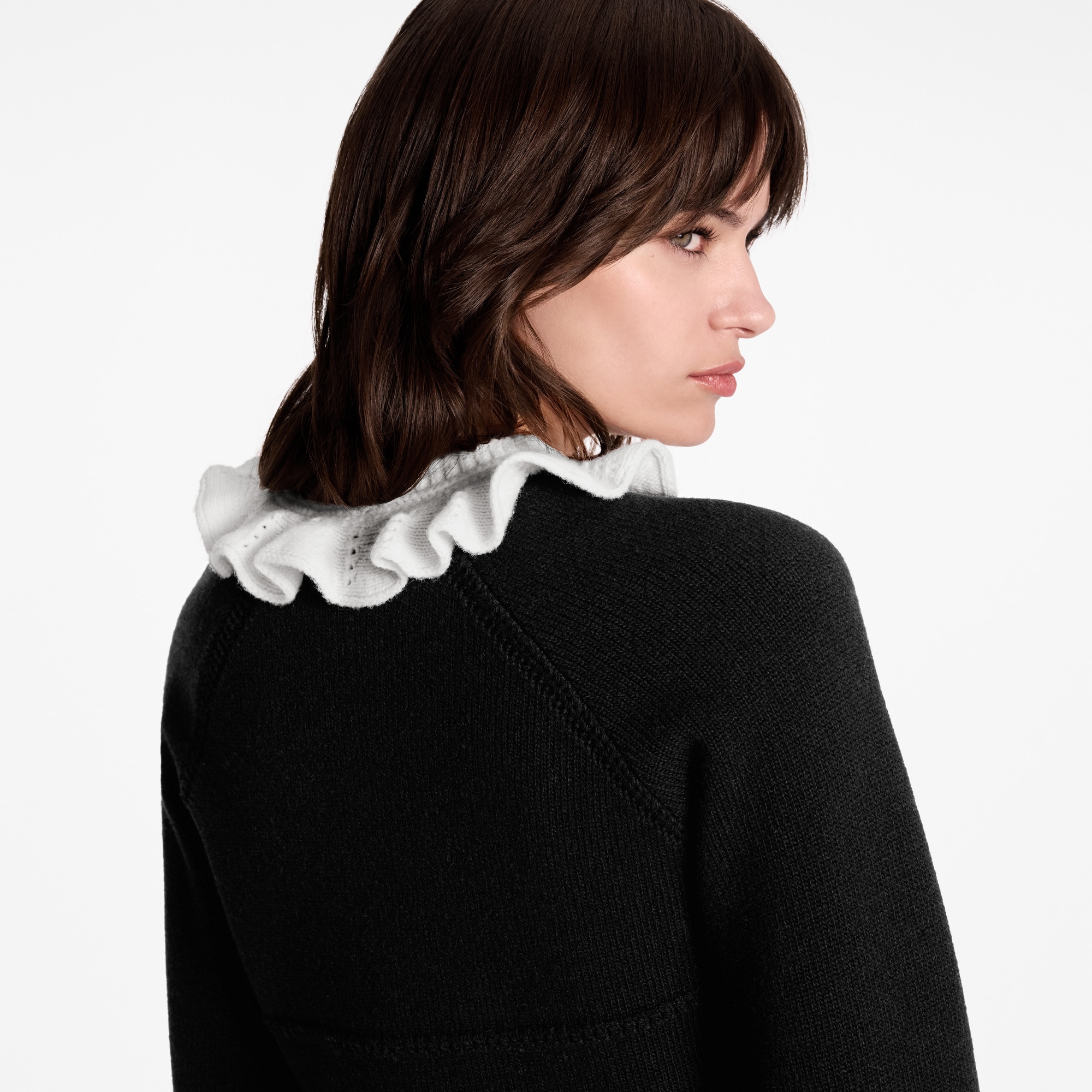  Ready-to-Wear Knitwear Ruffle Collar Cardigan | Louis Vuitton ® (Product zoom)