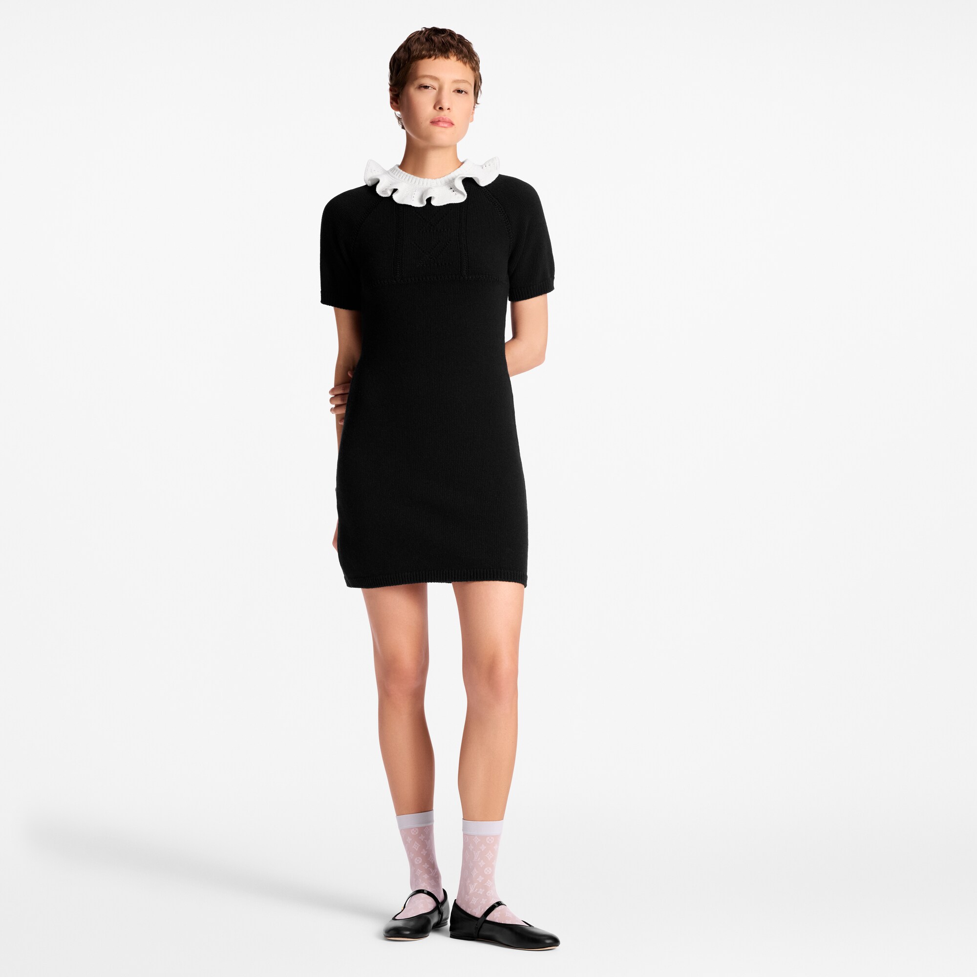 Ready-to-Wear Dresses Ruffle Collar Knit Dress
 | Louis Vuitton ® (Product zoom)