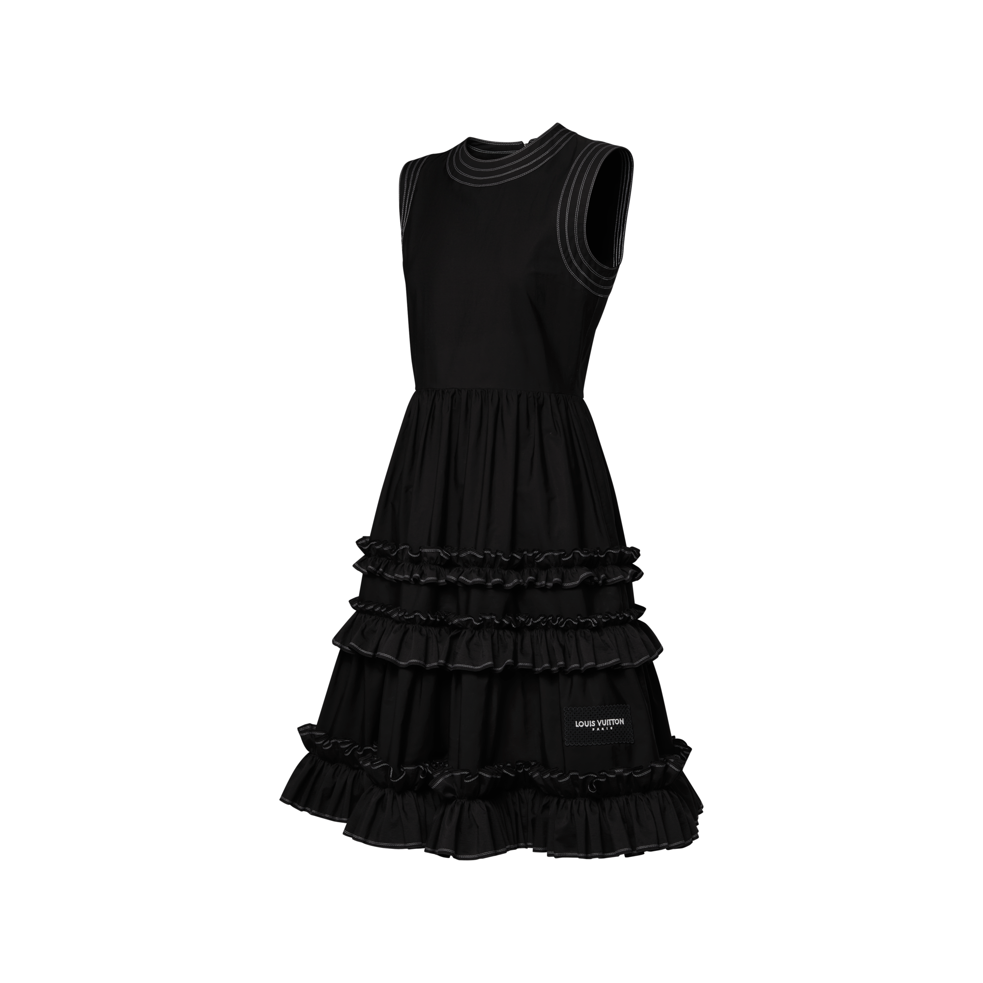 black dress with white ruffle trim After Party Ruffle Trim Mini Dress Black