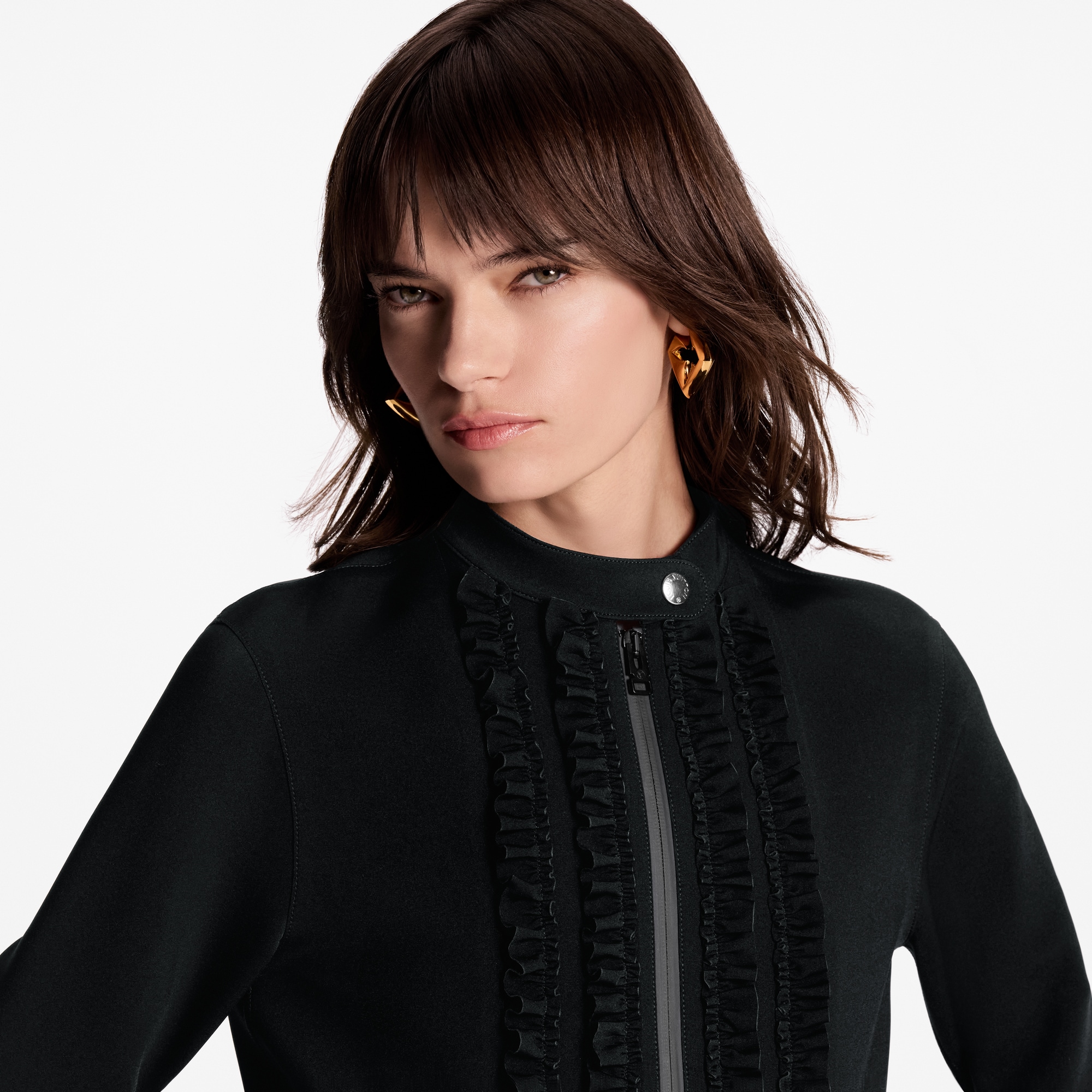  Ready-to-Wear Dresses Ruffle Trim Long-Sleeved Technical Jersey Dress | Louis Vuitton ® (Product zoom)