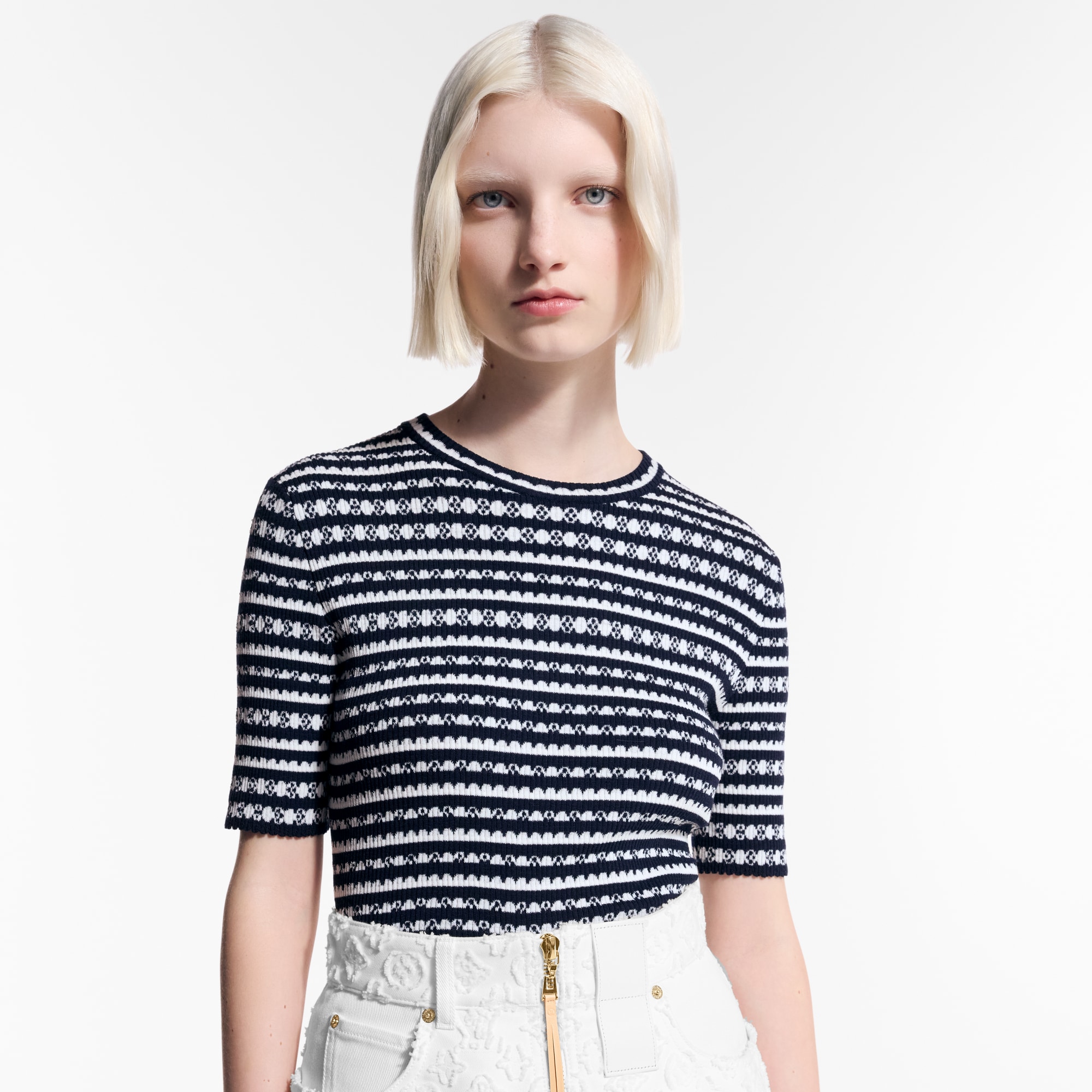  Ready-to-Wear Tops Scallop Stripe Knit Top  | Louis Vuitton ® (Product zoom)