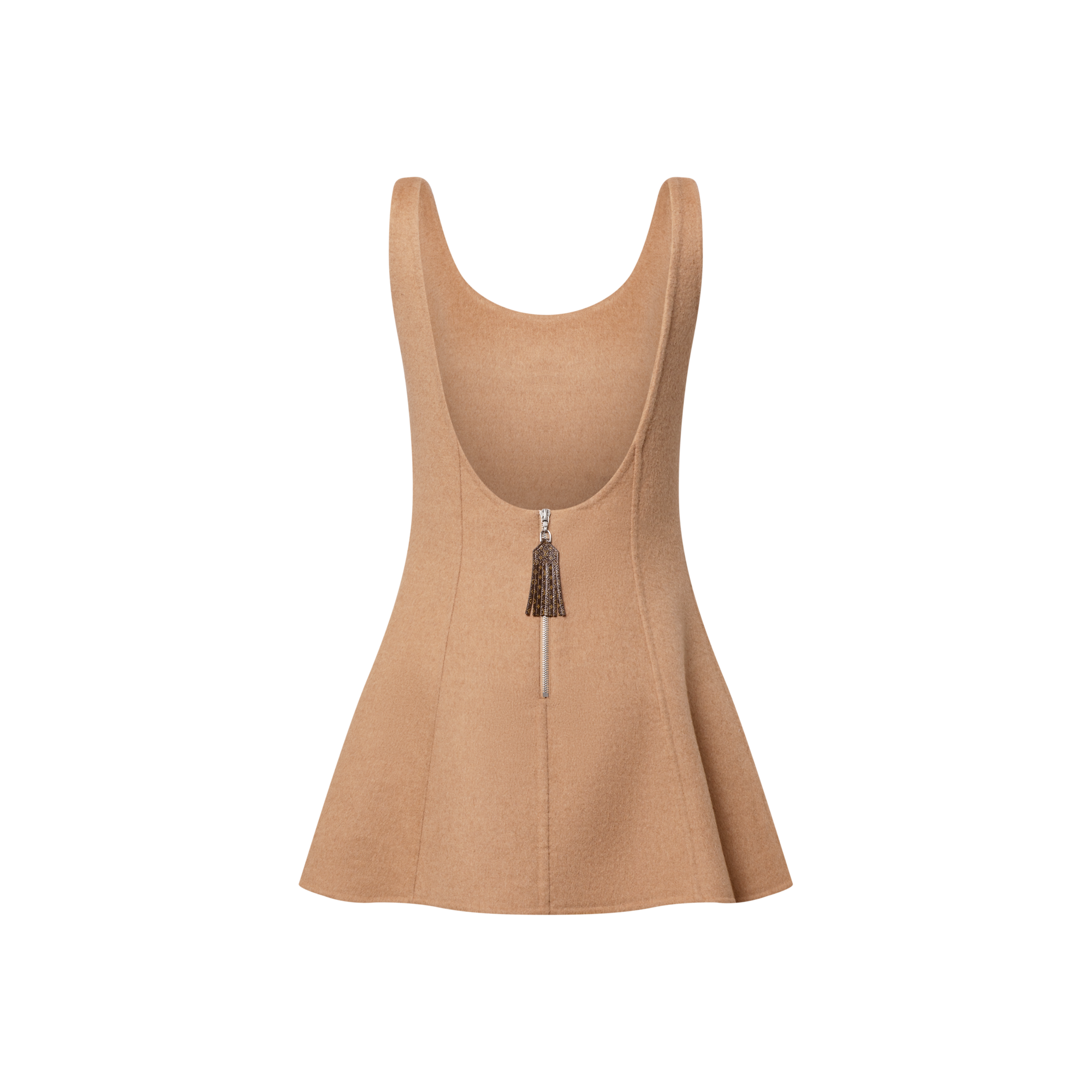 Scoop Back Camel Skater Dress