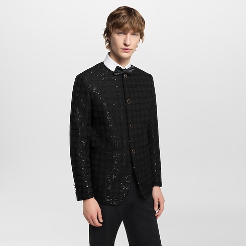 Ready-to-Wear Blazers and Jackets Sequin-Embroidered Collarless Jacket | Louis Vuitton ® (Product zoom)
