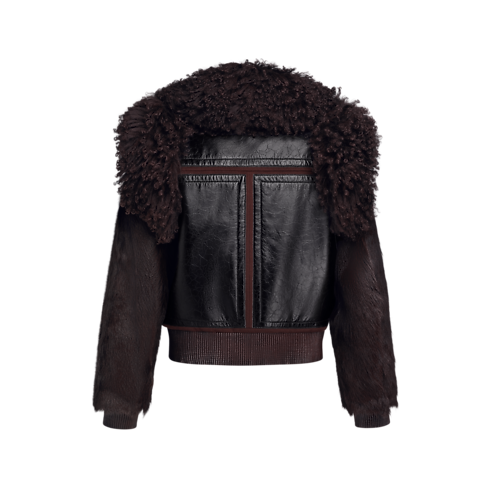Shearling Insert Leather Jacket Back View