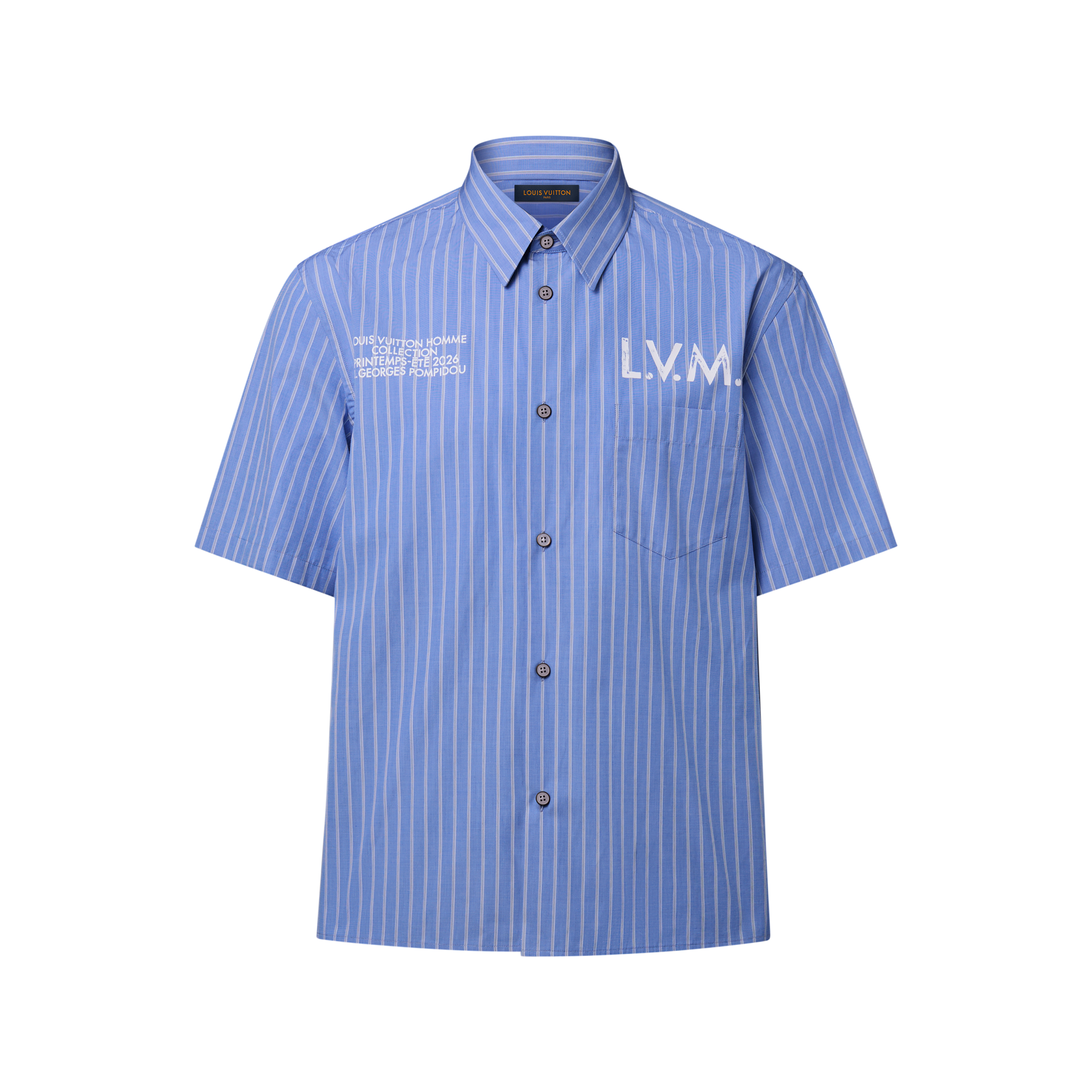 LOUIS VUITTON Short-sleeved Shirt Blue Stripes. Size M0