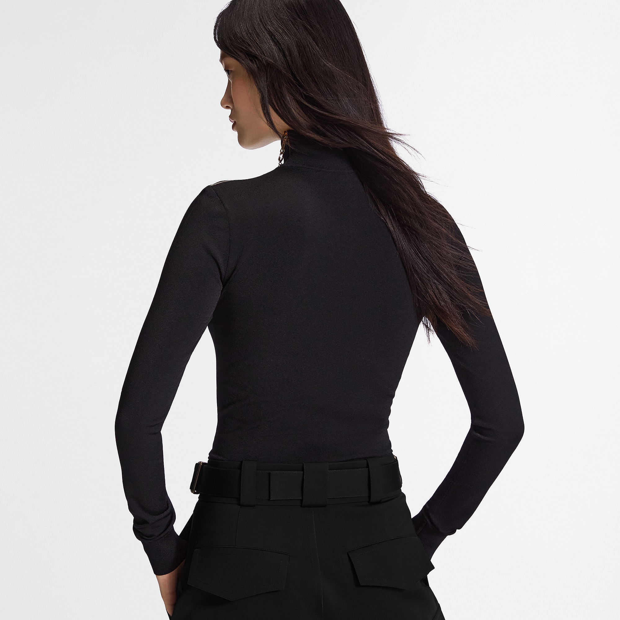 Shoulder Detail Turtleneck Sweater