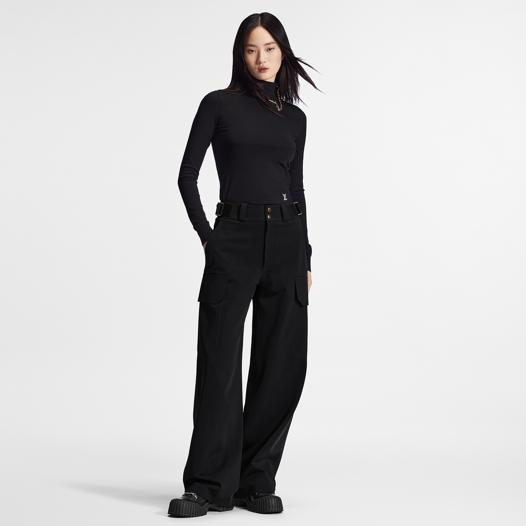 Shoulder Detail Turtleneck Sweater