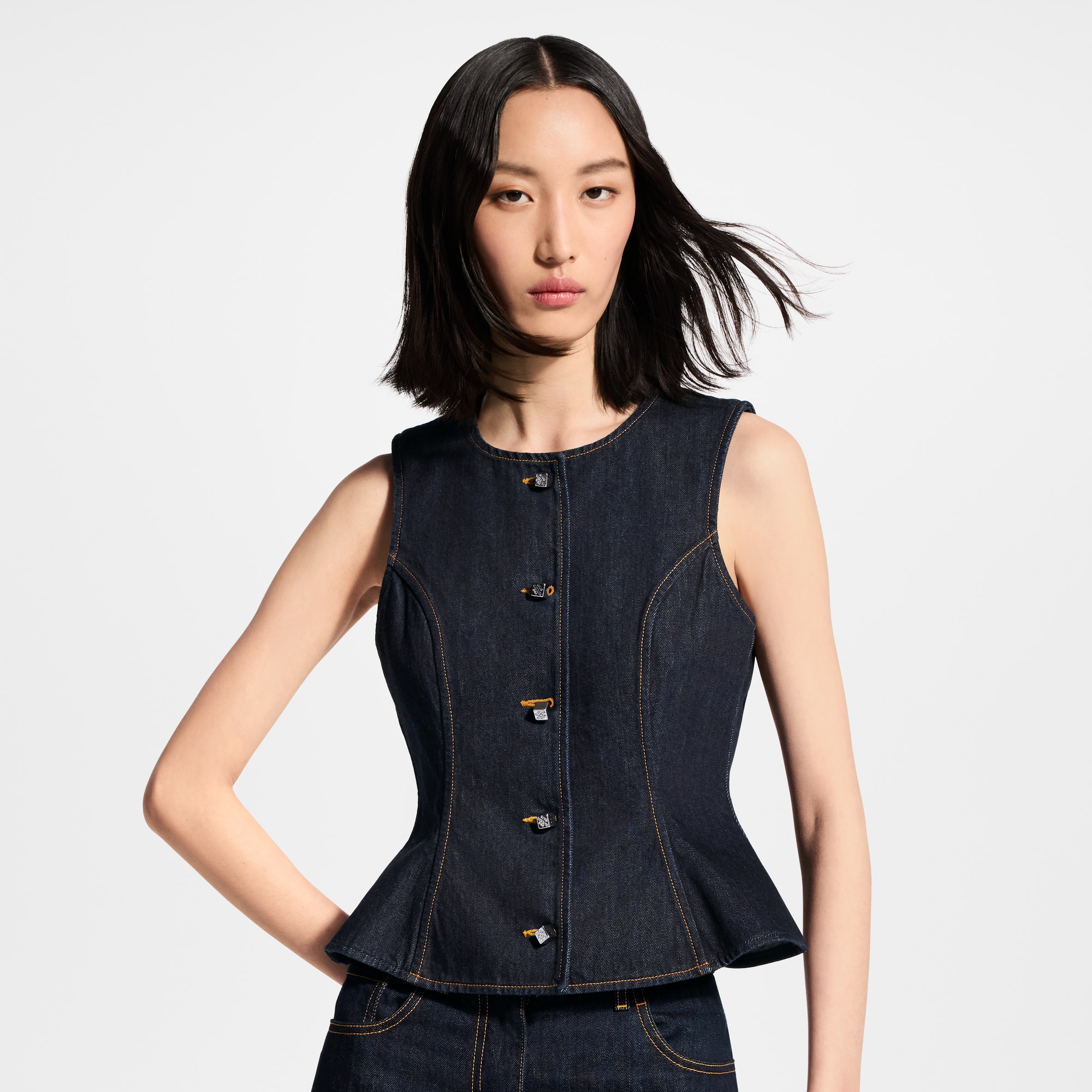Signature Button Indigo Denim Top - Women - Ready-to-Wear | LOUIS 
