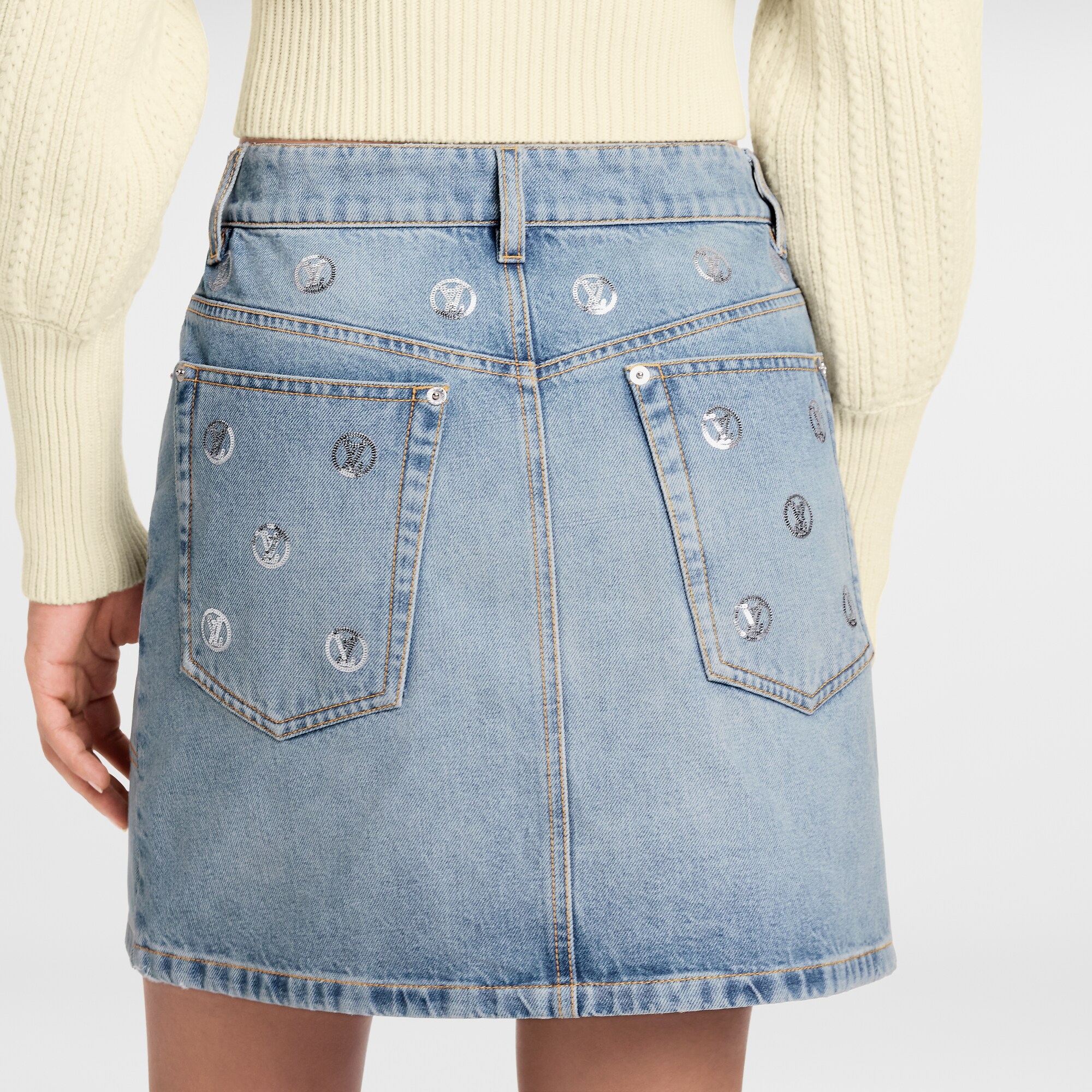 Signature Sequin Denim Mini Skirt