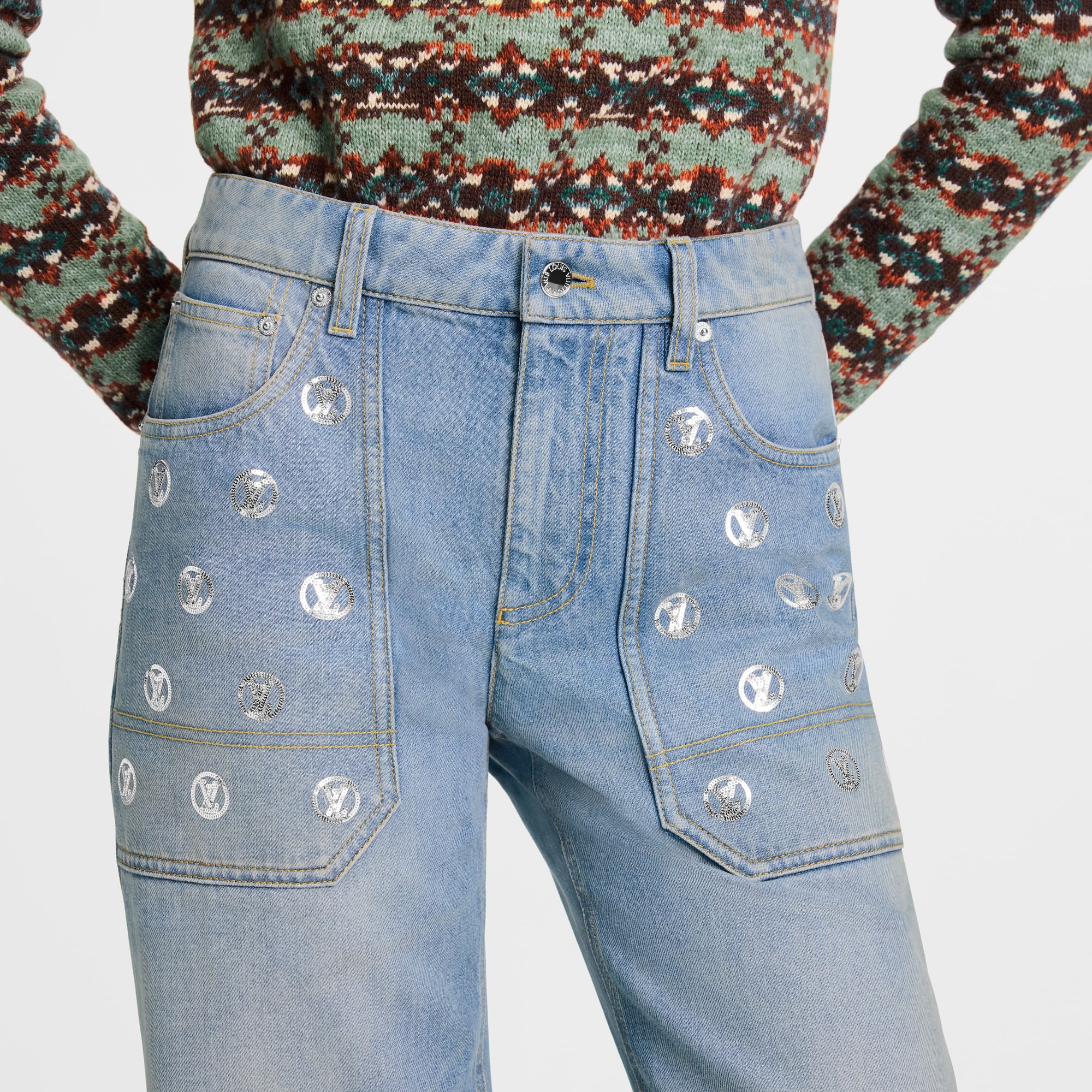  Ready-to-Wear Pants Signature Sequin Slim-Fit Jeans  | Louis Vuitton ® (Product zoom)