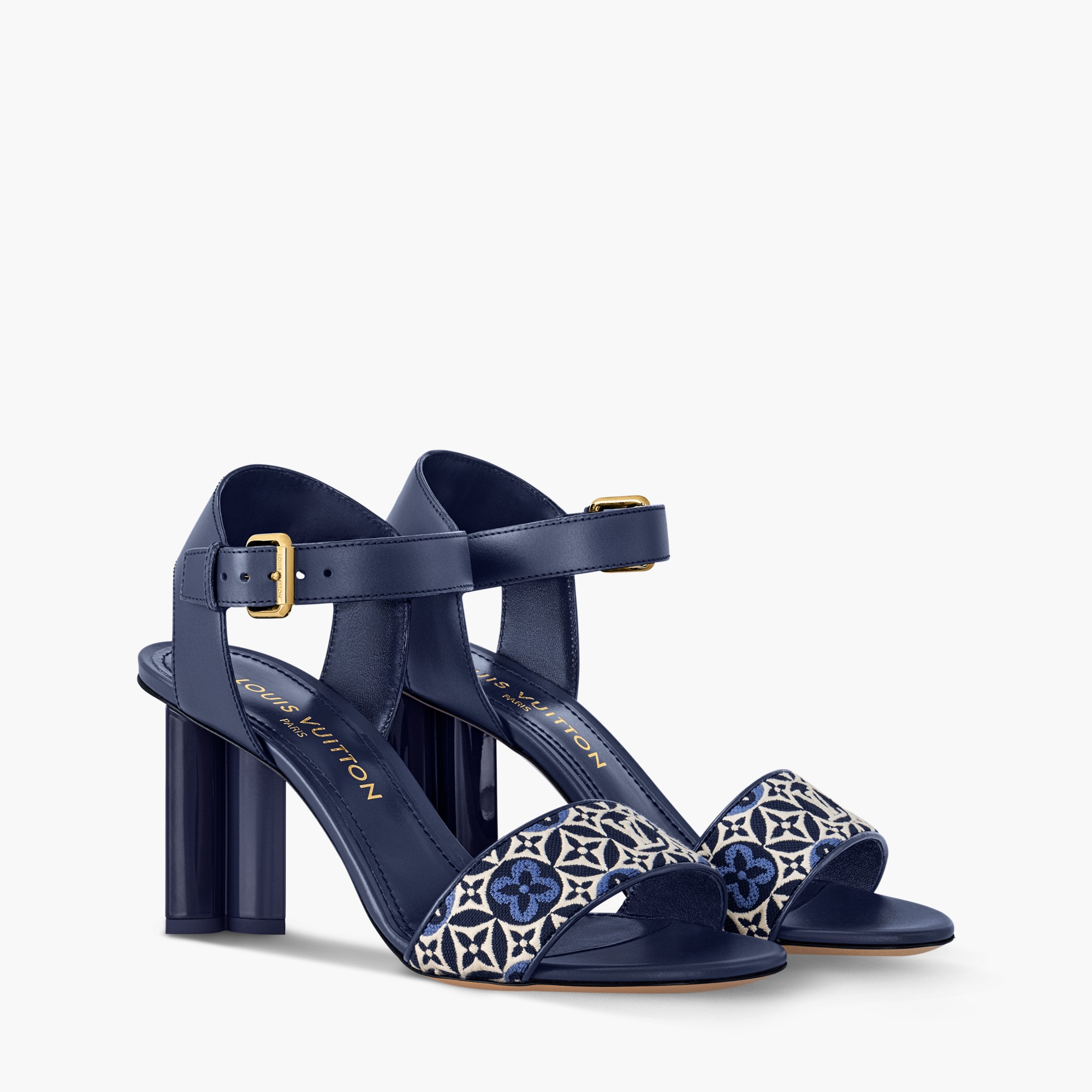 Block Heel Louis Vuitton Shoes Women's Heels Blue Louis