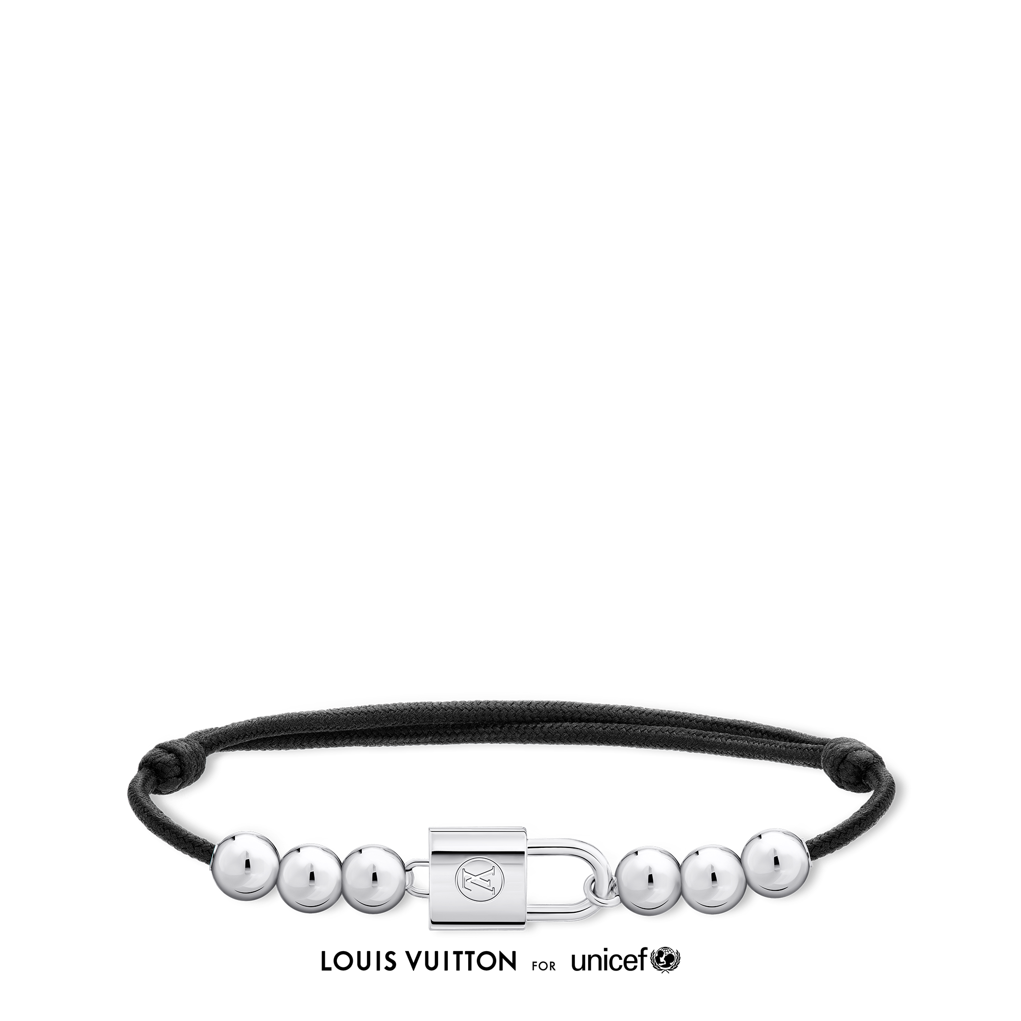 Silver Lockit Beads Bracelet, Sterling Silver and Polyester Cord 