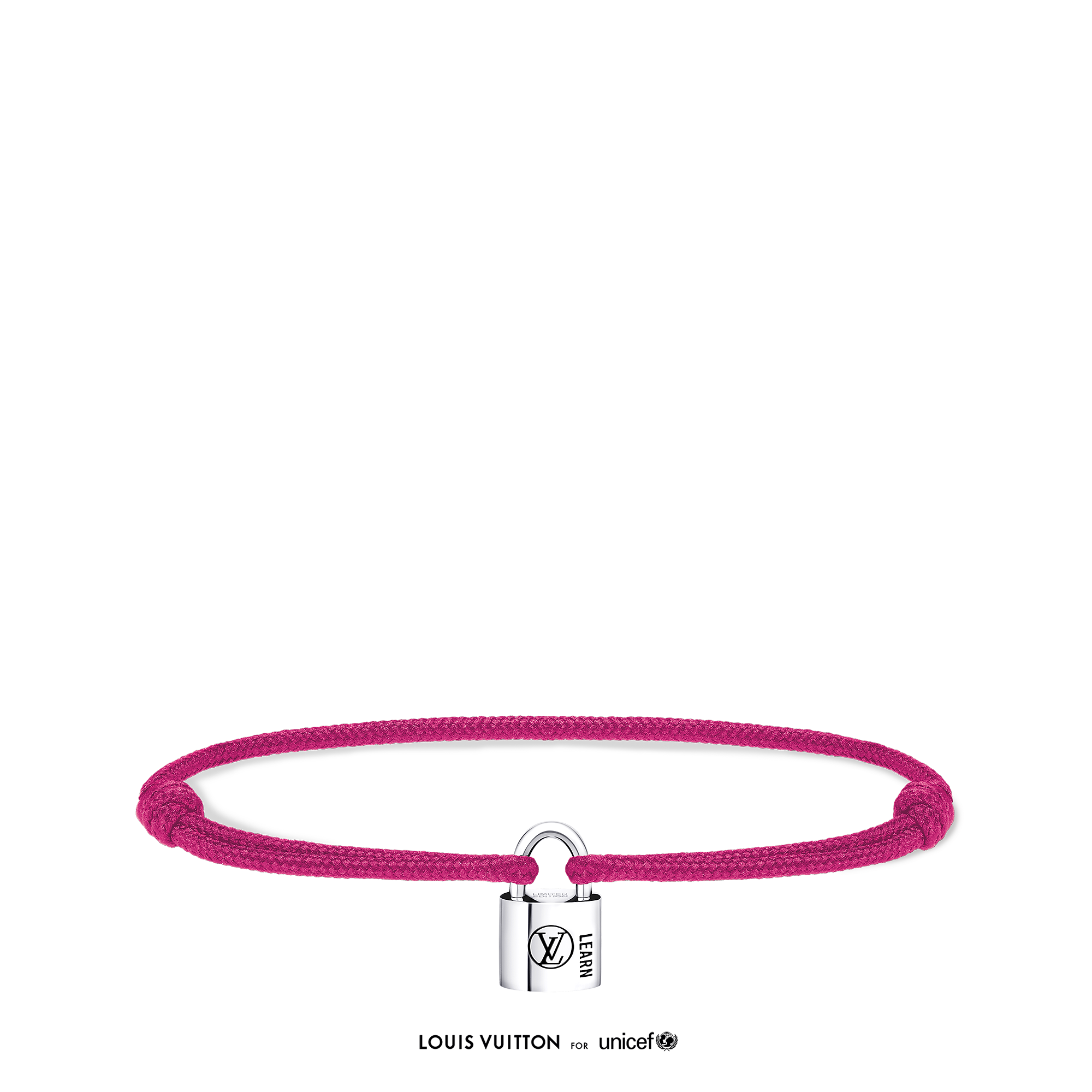 Silver Lockit Bracelet, Sterling Silver Black Laquered and Pink Polyester Cord