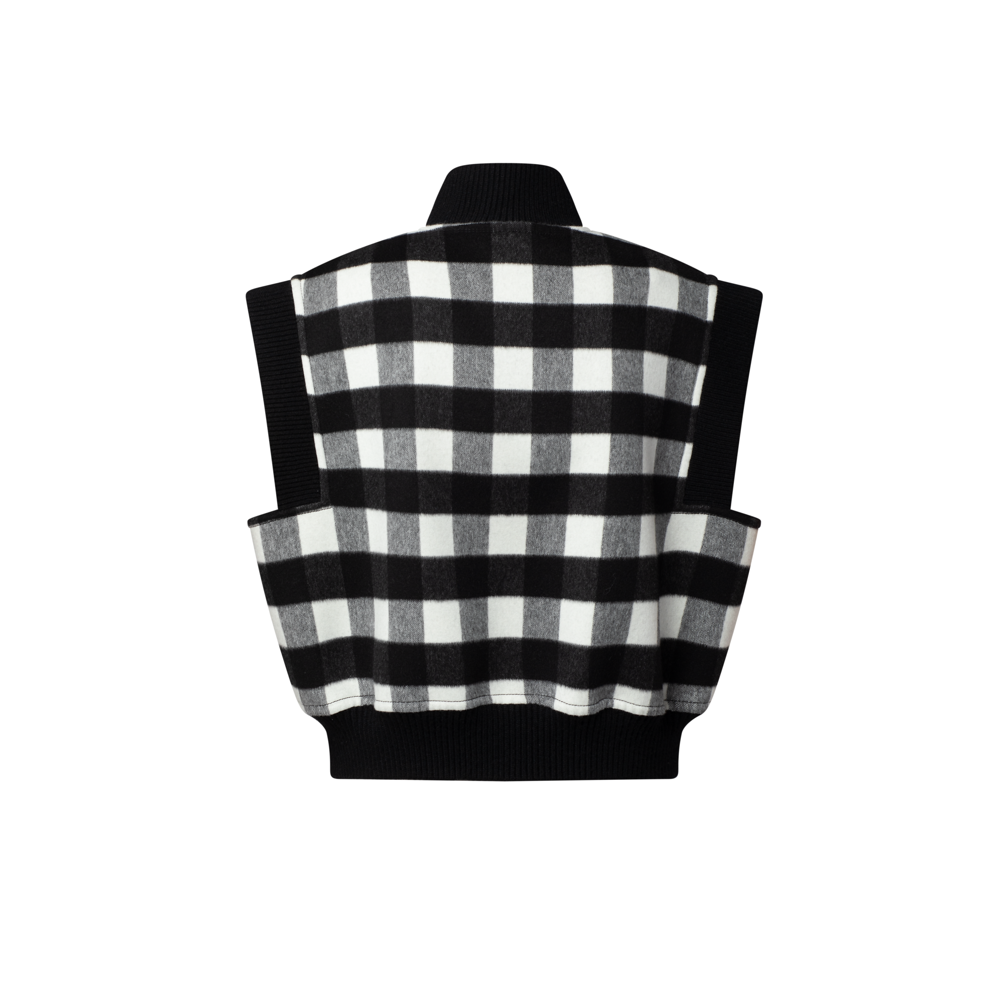 Sleeveless Check Bomber Jacket