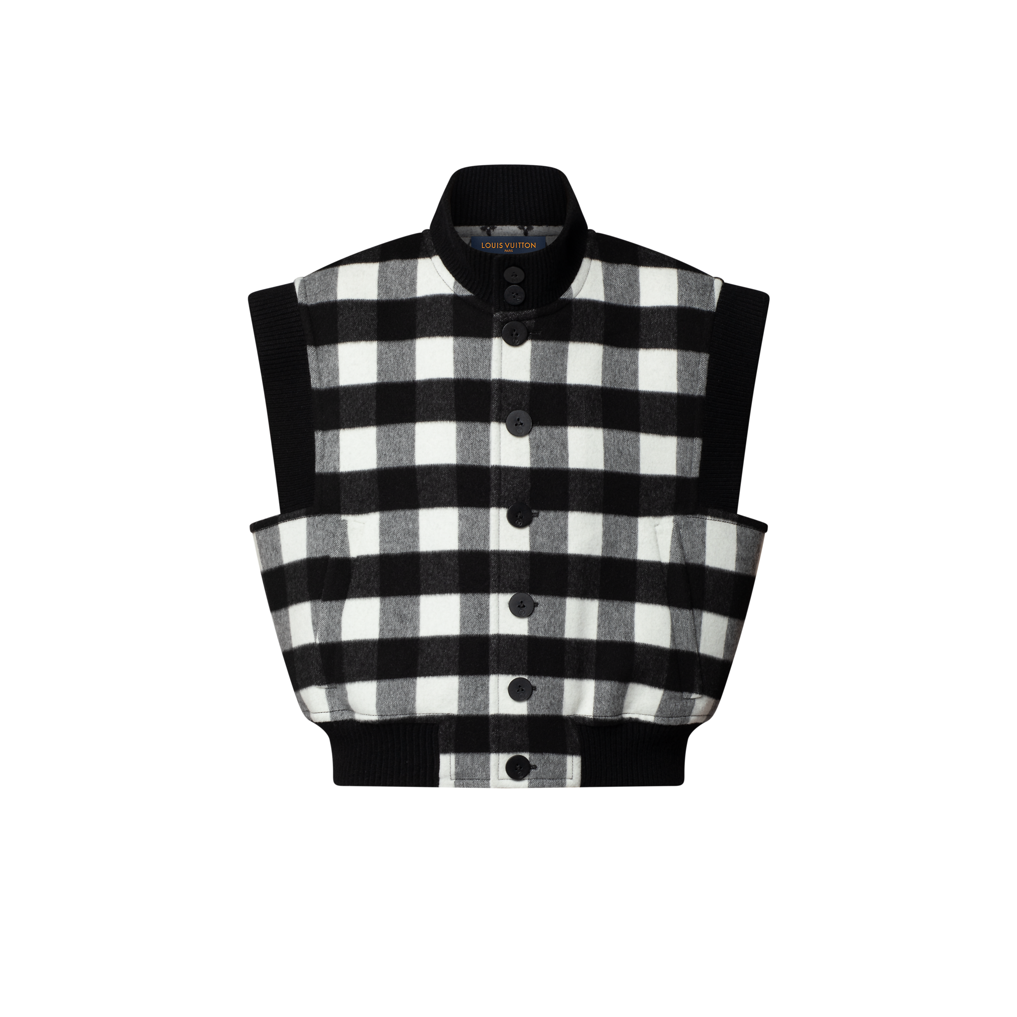 Sleeveless Check Bomber Jacket