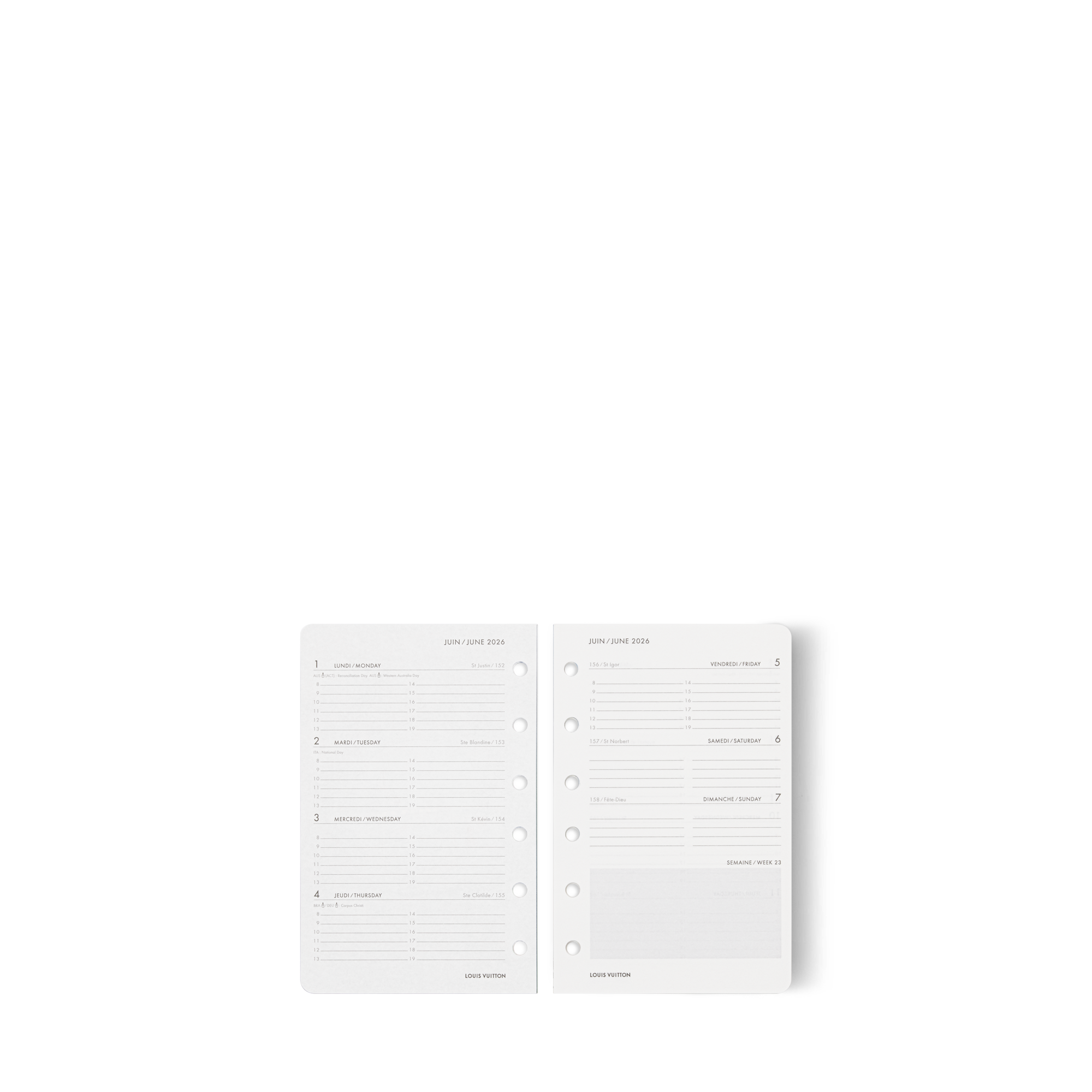  Library Office and Writing Small Functional Weekly Agenda Refill 2026 | Louis Vuitton ® (Product zoom)