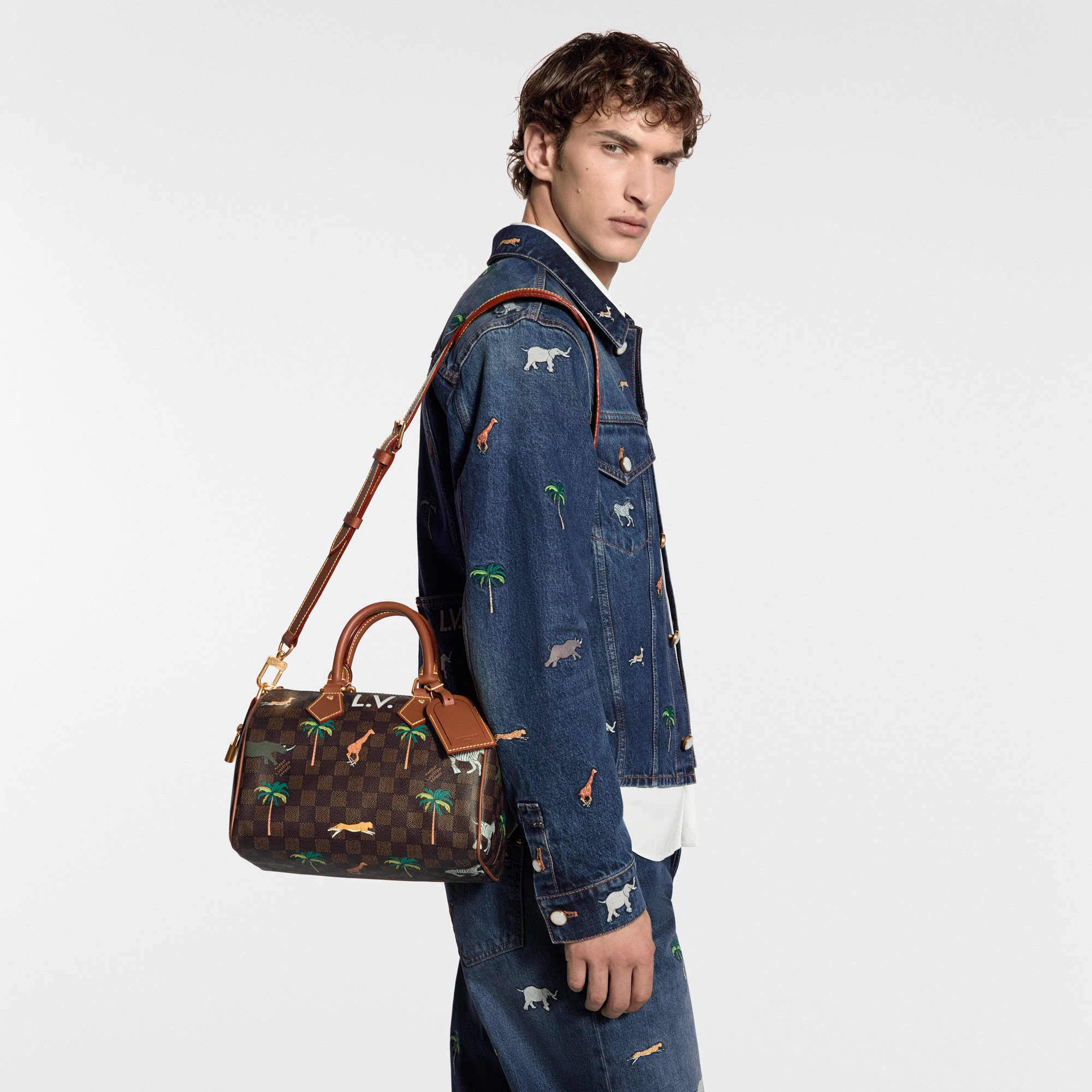 LV x The Darjeeling Limited Embroidered Long-Sleeved Denim Shirt 