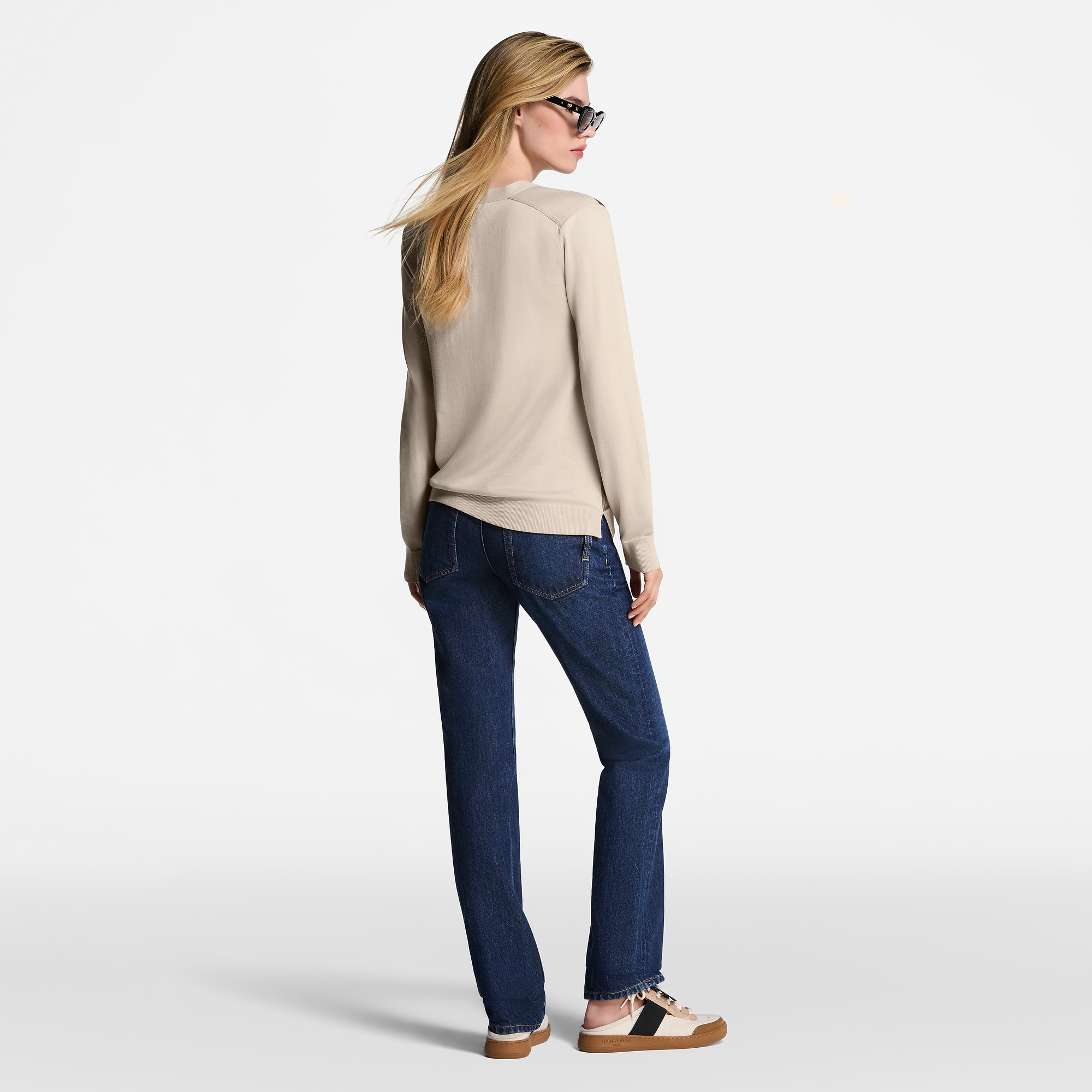 Straight-Cut Washed Denim Jeans