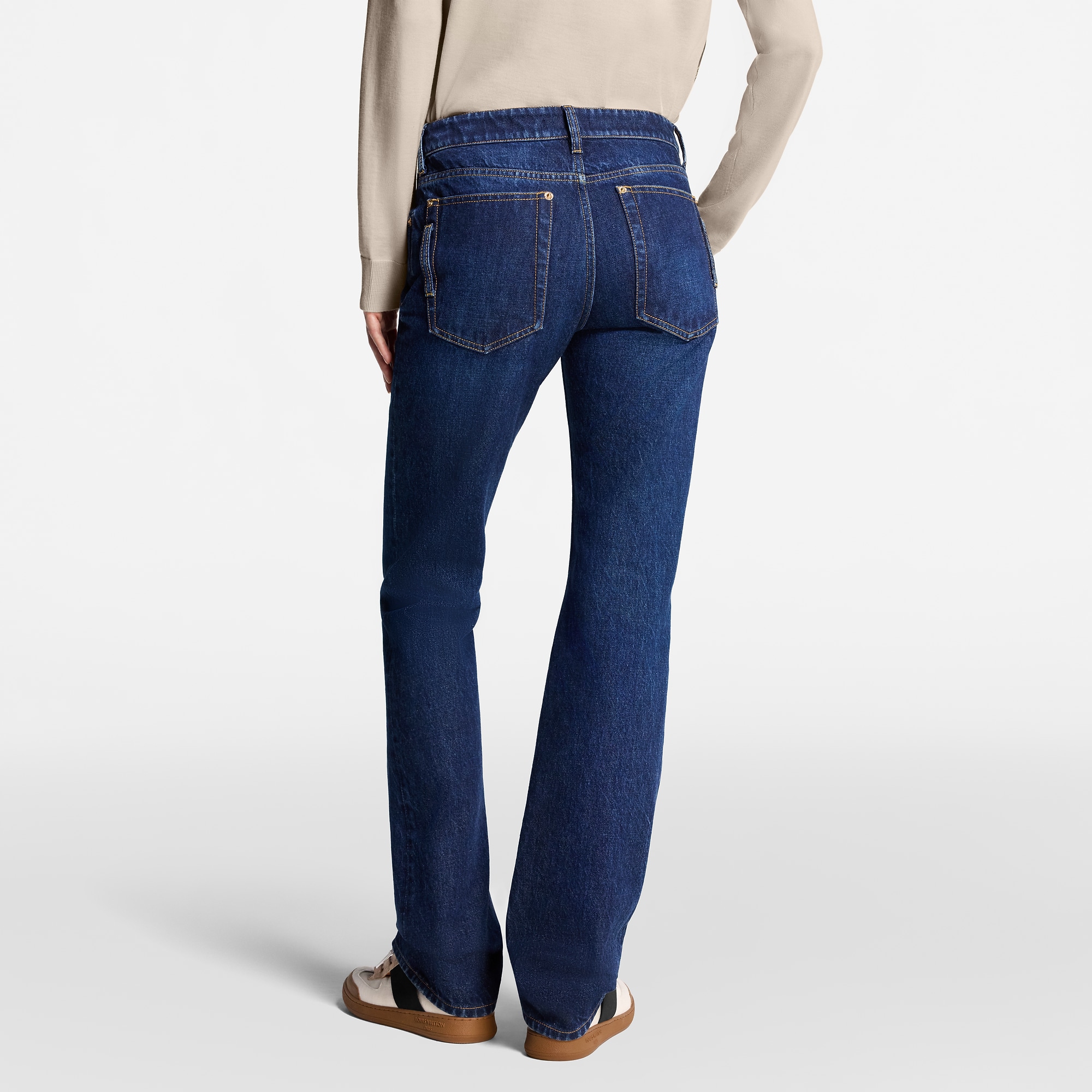 Straight-Cut Washed Denim Jeans