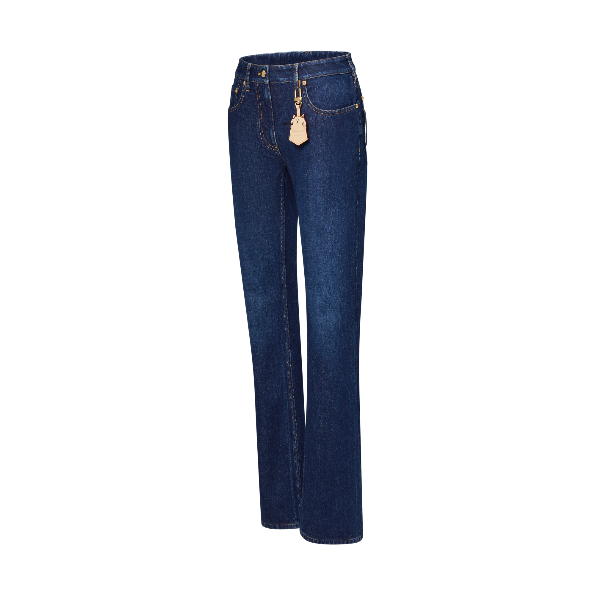 Straight-Cut Washed Denim Jeans
