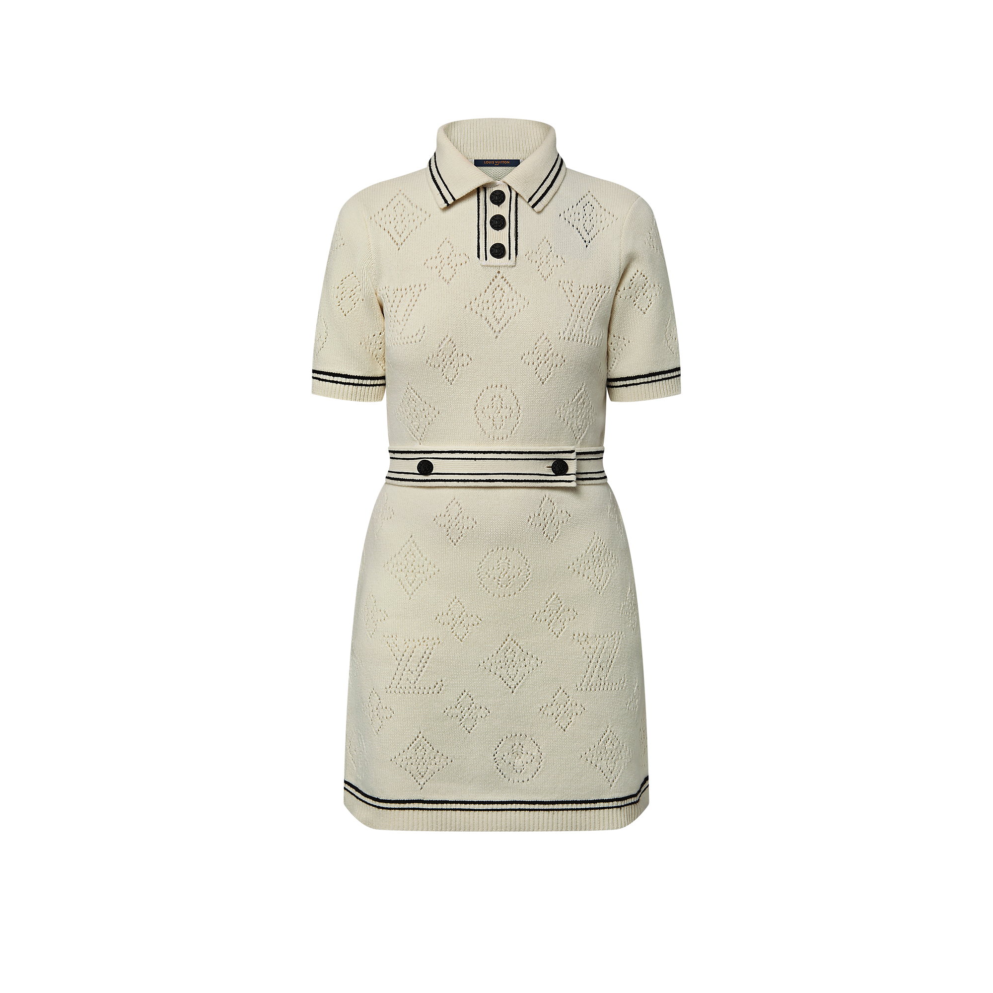 Stripe Accent Knit Polo Dress