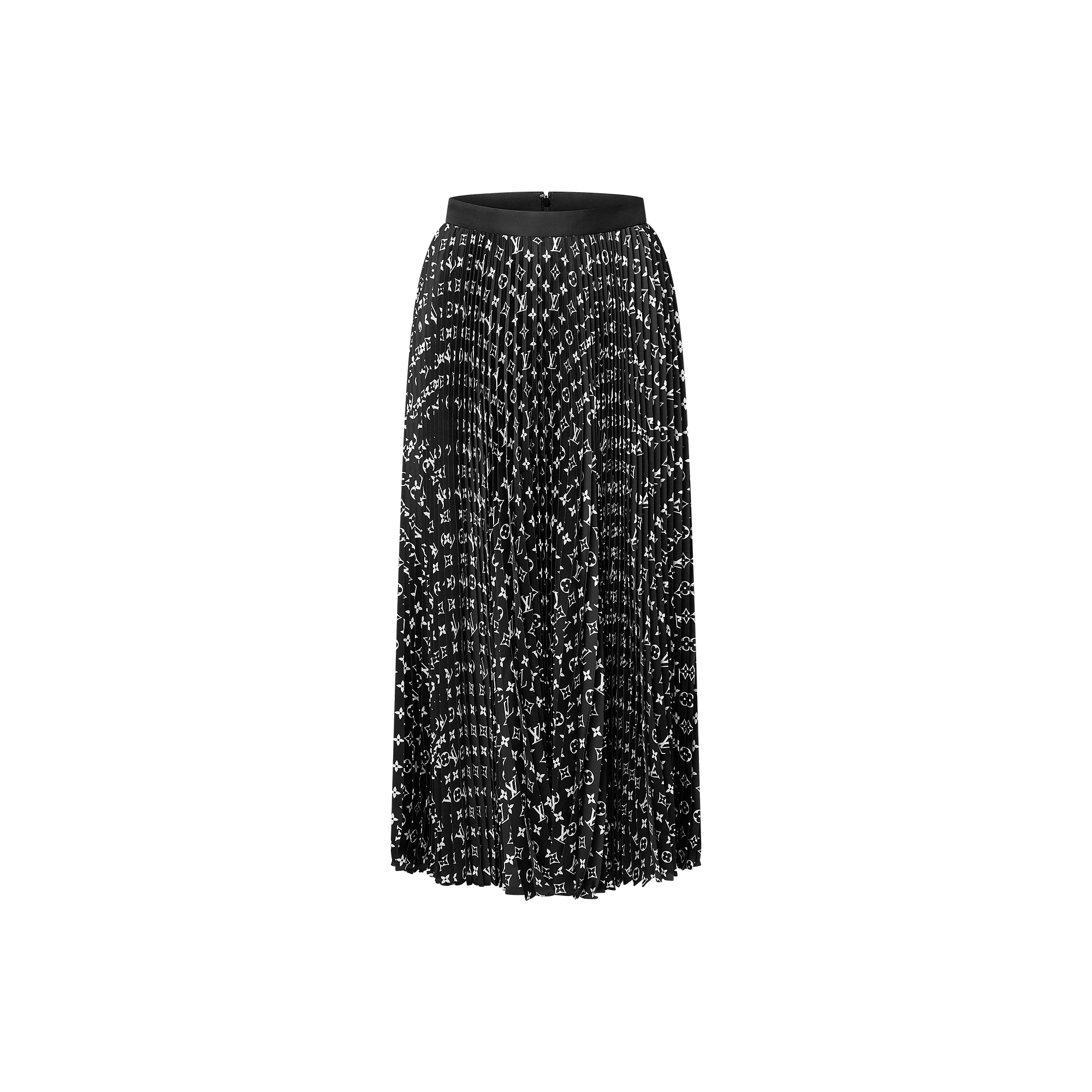 Stripe Accent Monogram Pleated Skirt