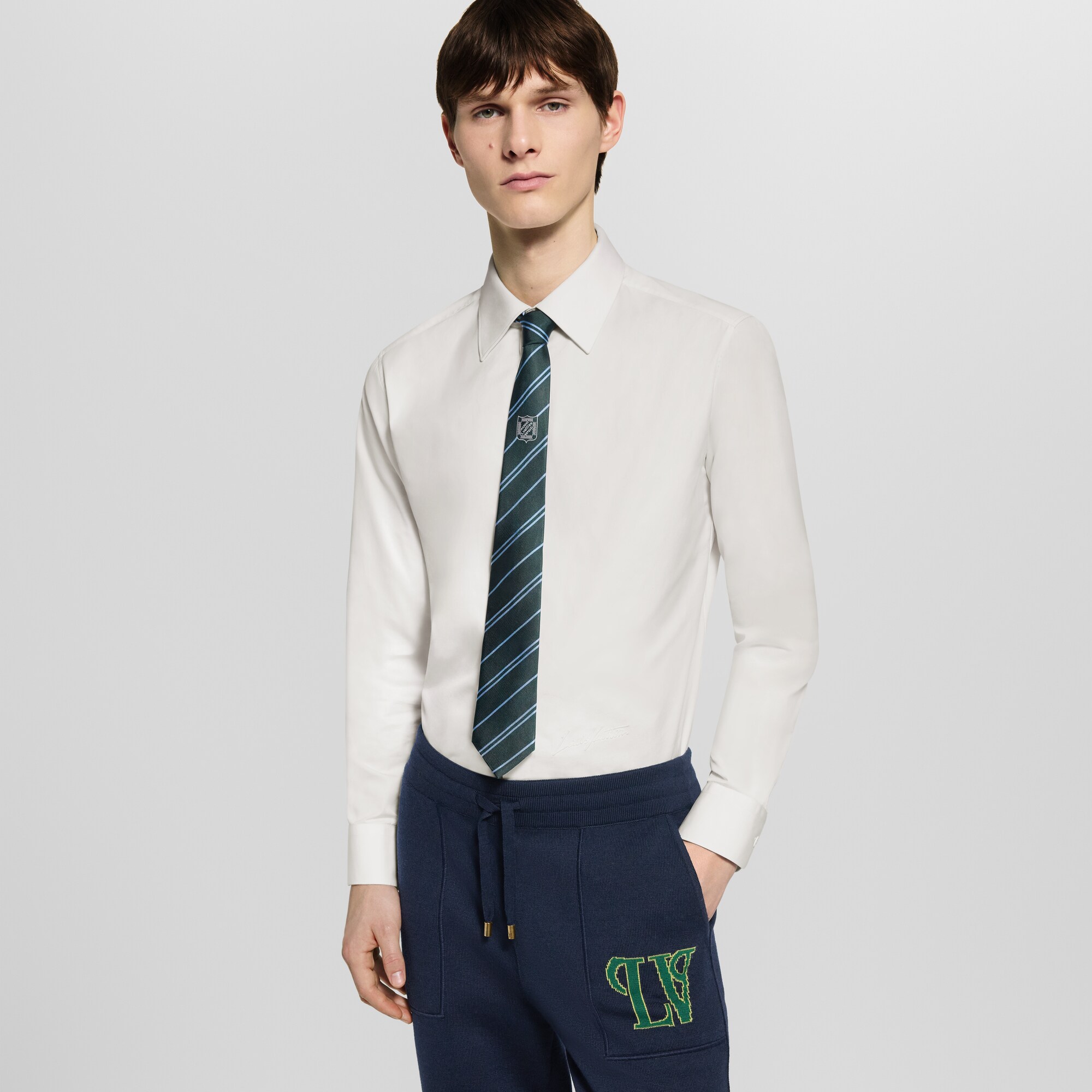 S00 Accessories Ties and Pocket Squares Stripes Ecu Tie | Louis Vuitton ® (Product zoom)