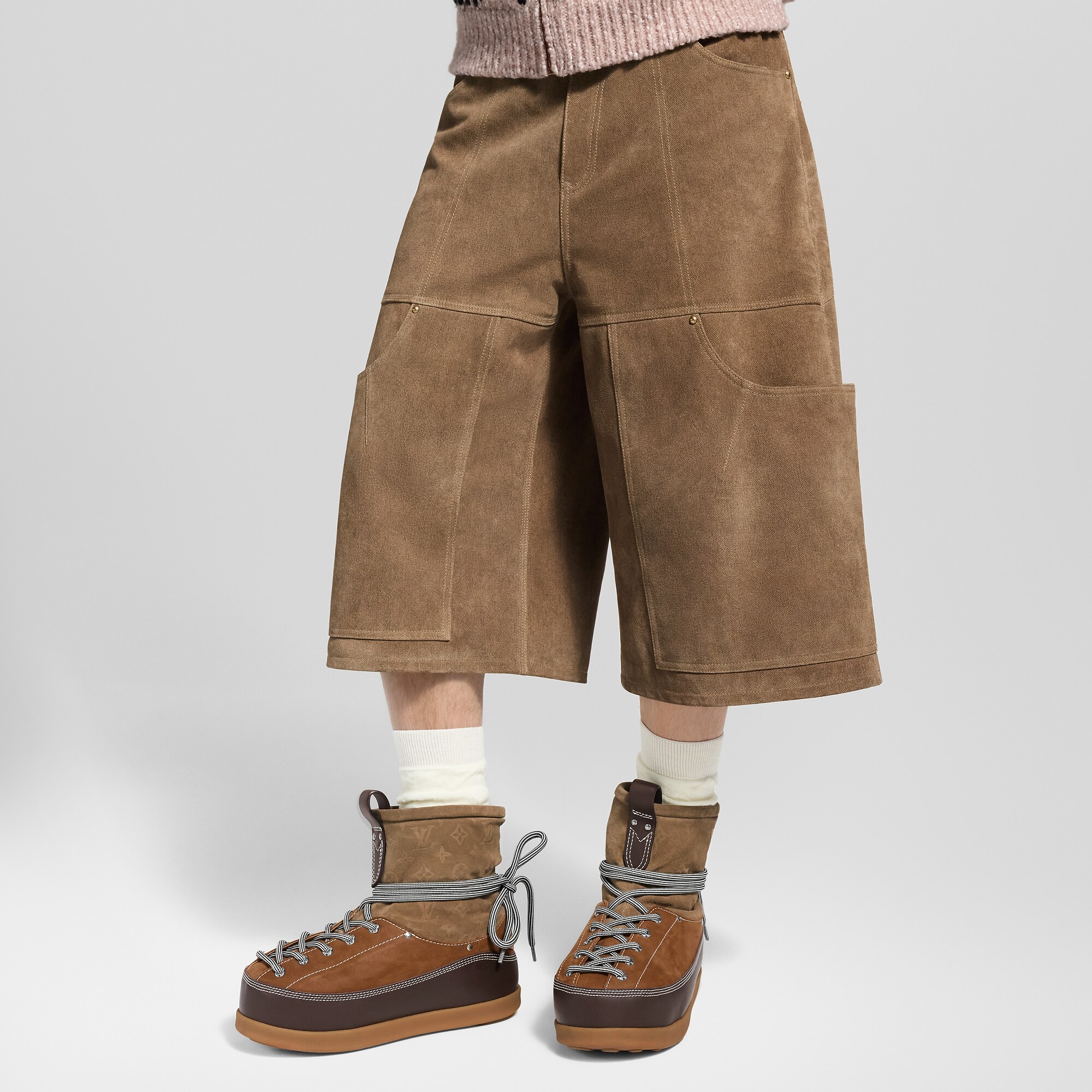 Suede Leather Workwear Shorts