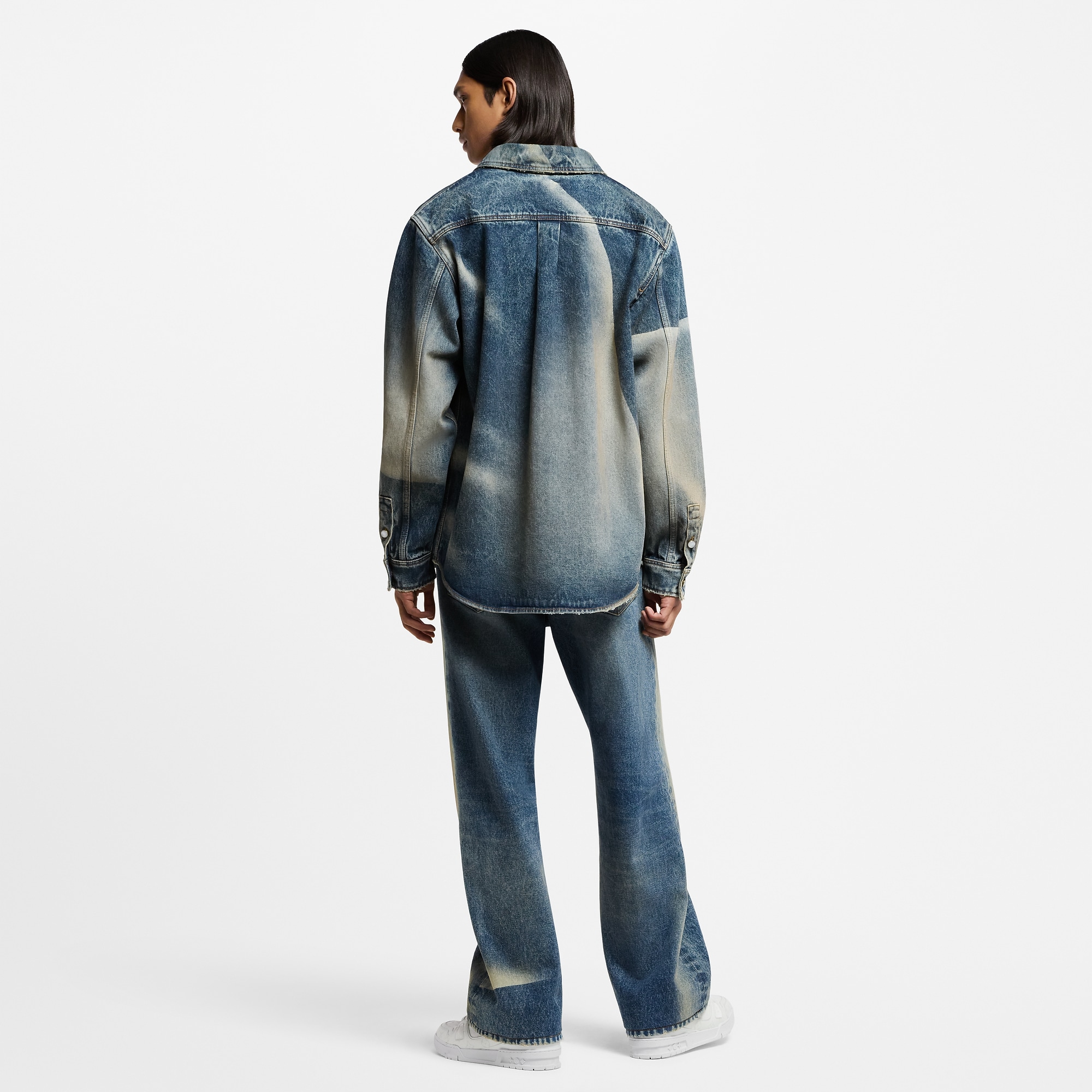 Sunfaded Effect Denim Long-Sleeved Shirt