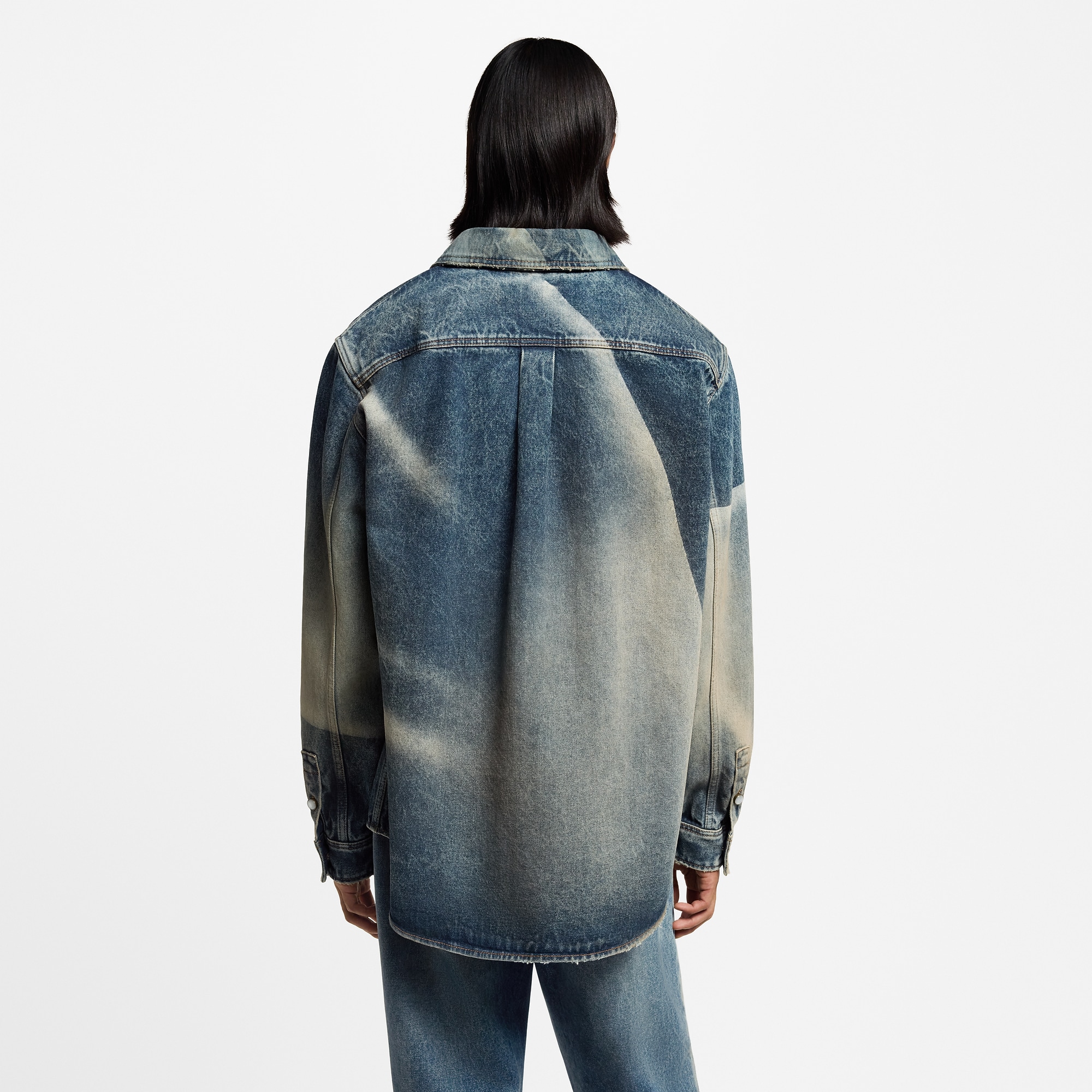Sunfaded Effect Denim Long-Sleeved Shirt