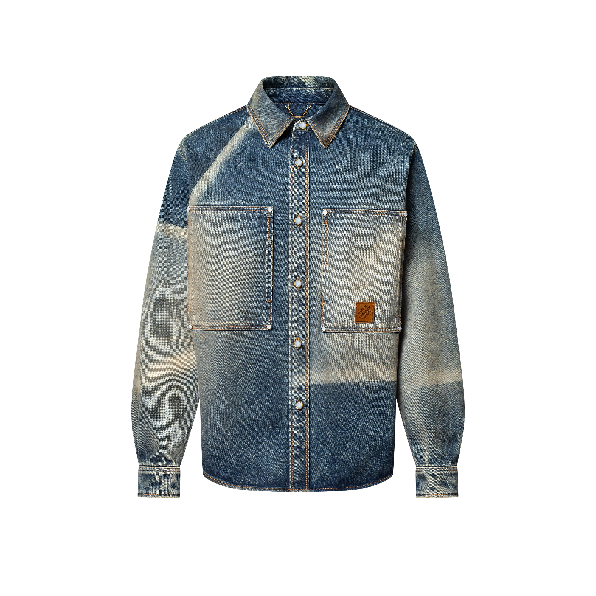 Sunfaded Effect Denim Long-Sleeved Shirt