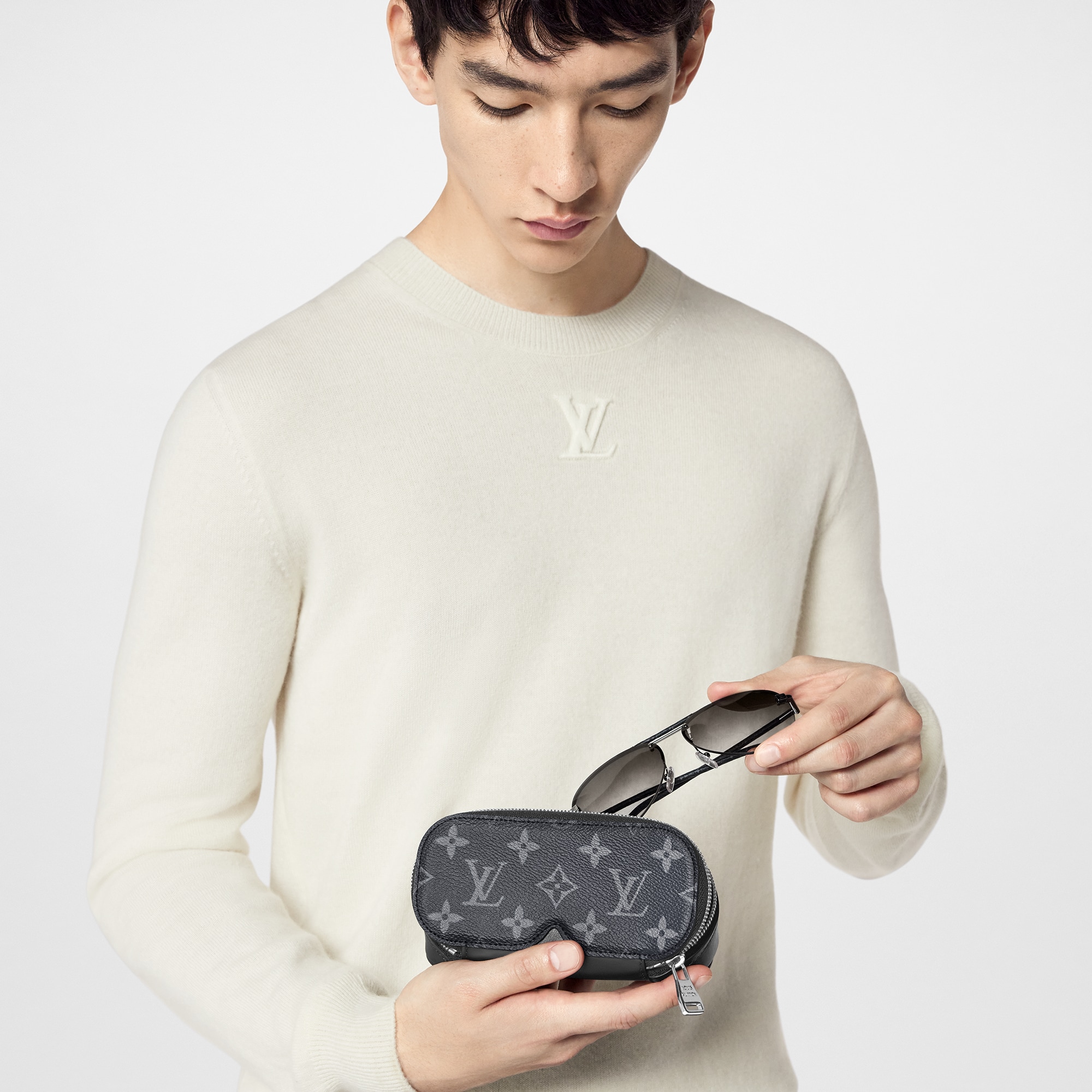 Monogram Eclipse Canvas Sport and Games } Sunglasses Pouch GM | Louis Vuitton ® (Product zoom)