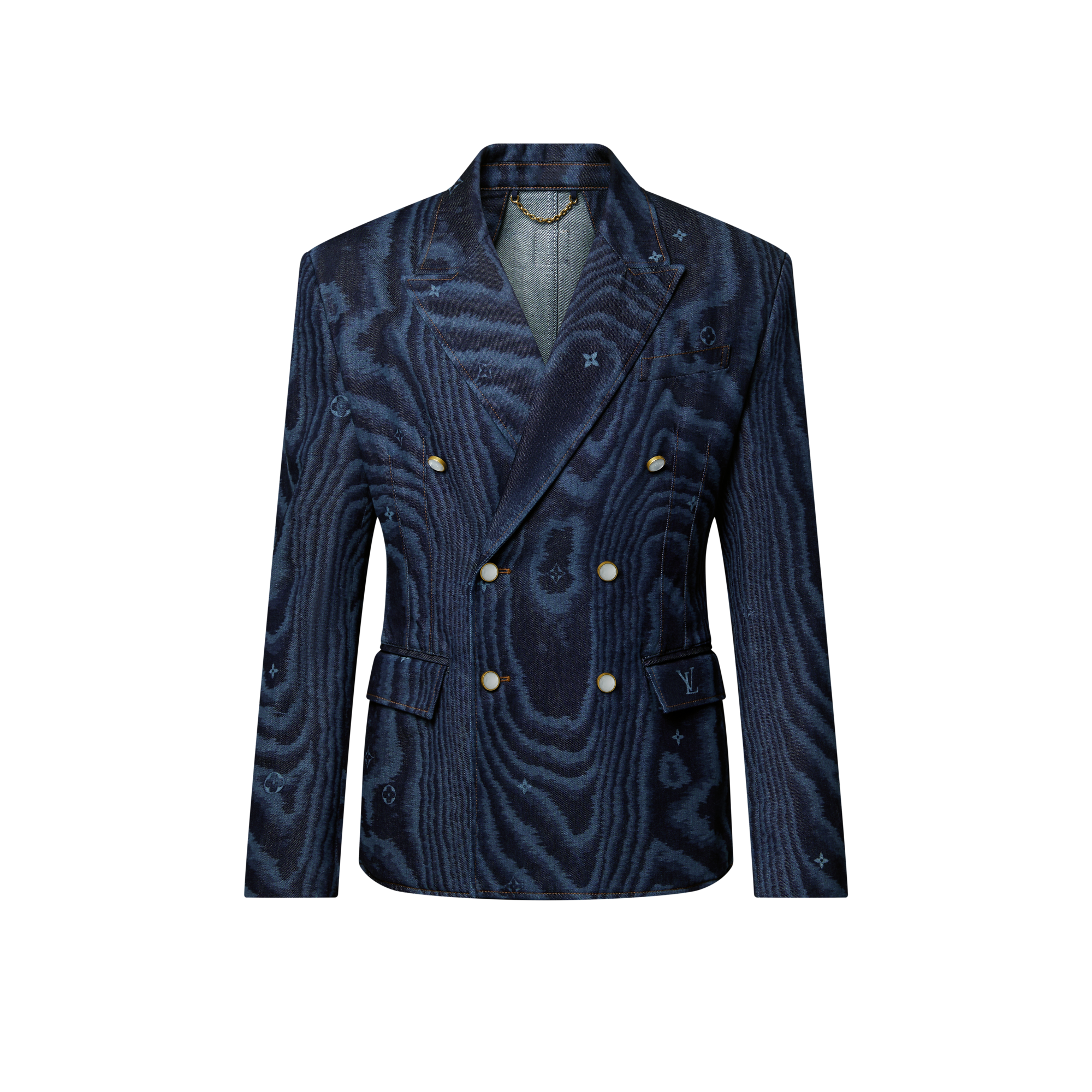 Tailored Double-Breasted Denim Jacket